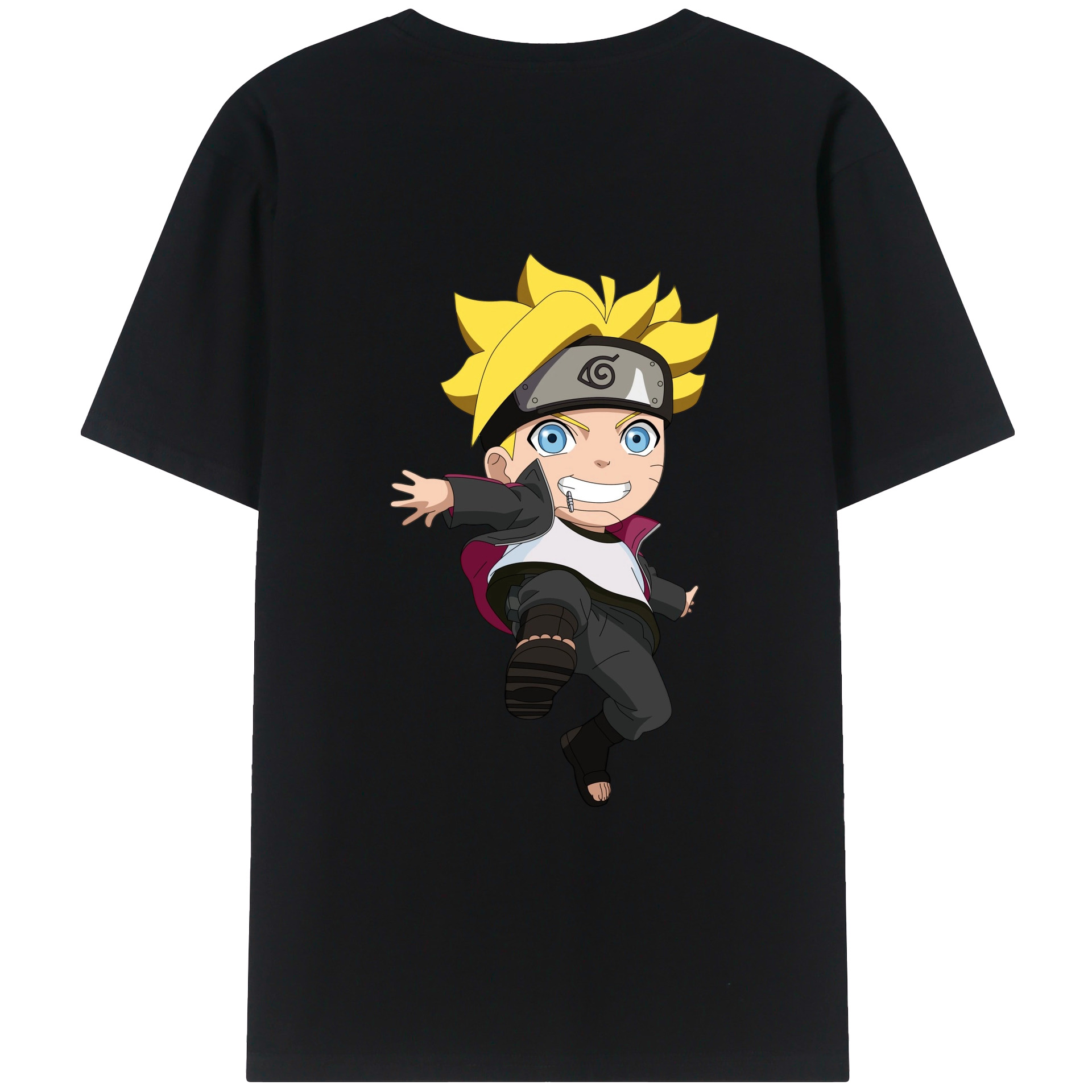 （画像用） NARUTO -ナルト- うずまき ボルト Uzumaki Boruto 綿100％ メンズ半袖Tシャツ（バックプリント） 通気性