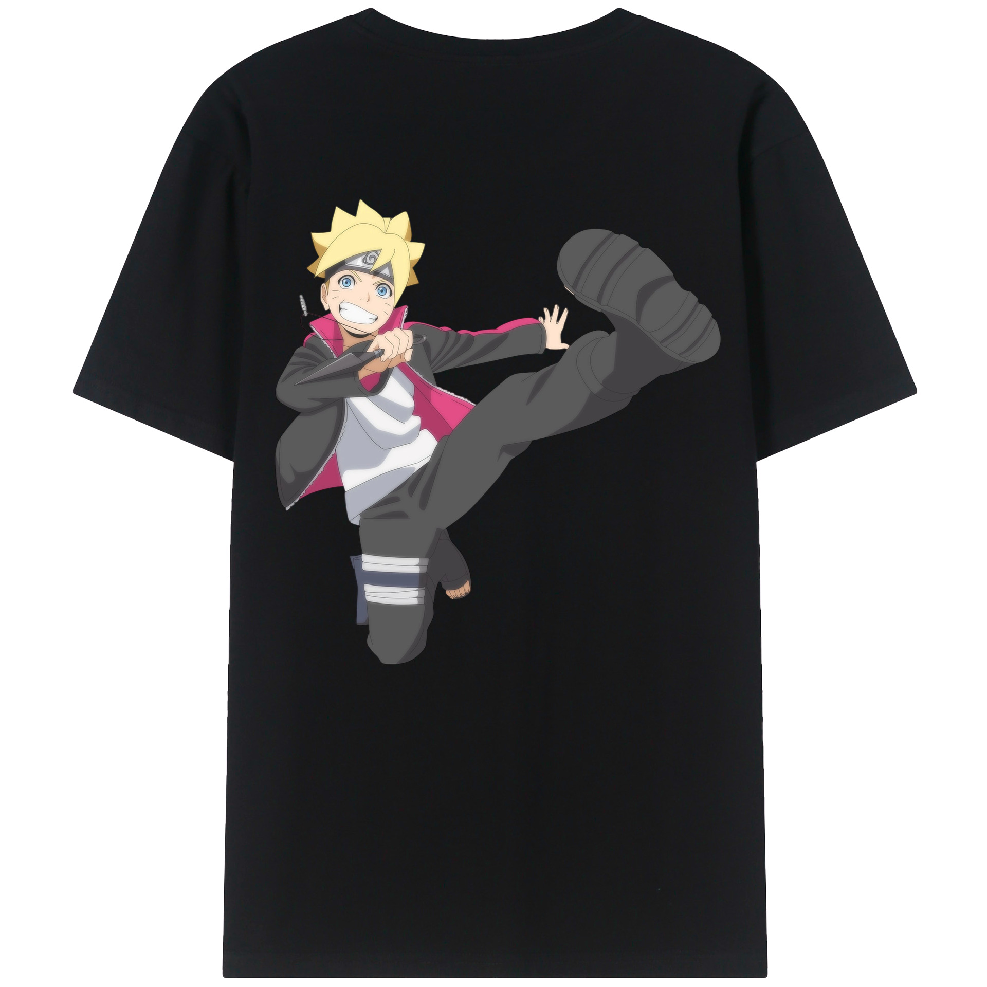 （画像用） NARUTO -ナルト- うずまき ボルト Uzumaki Boruto 綿100％ メンズ半袖Tシャツ（バックプリント） 通気性