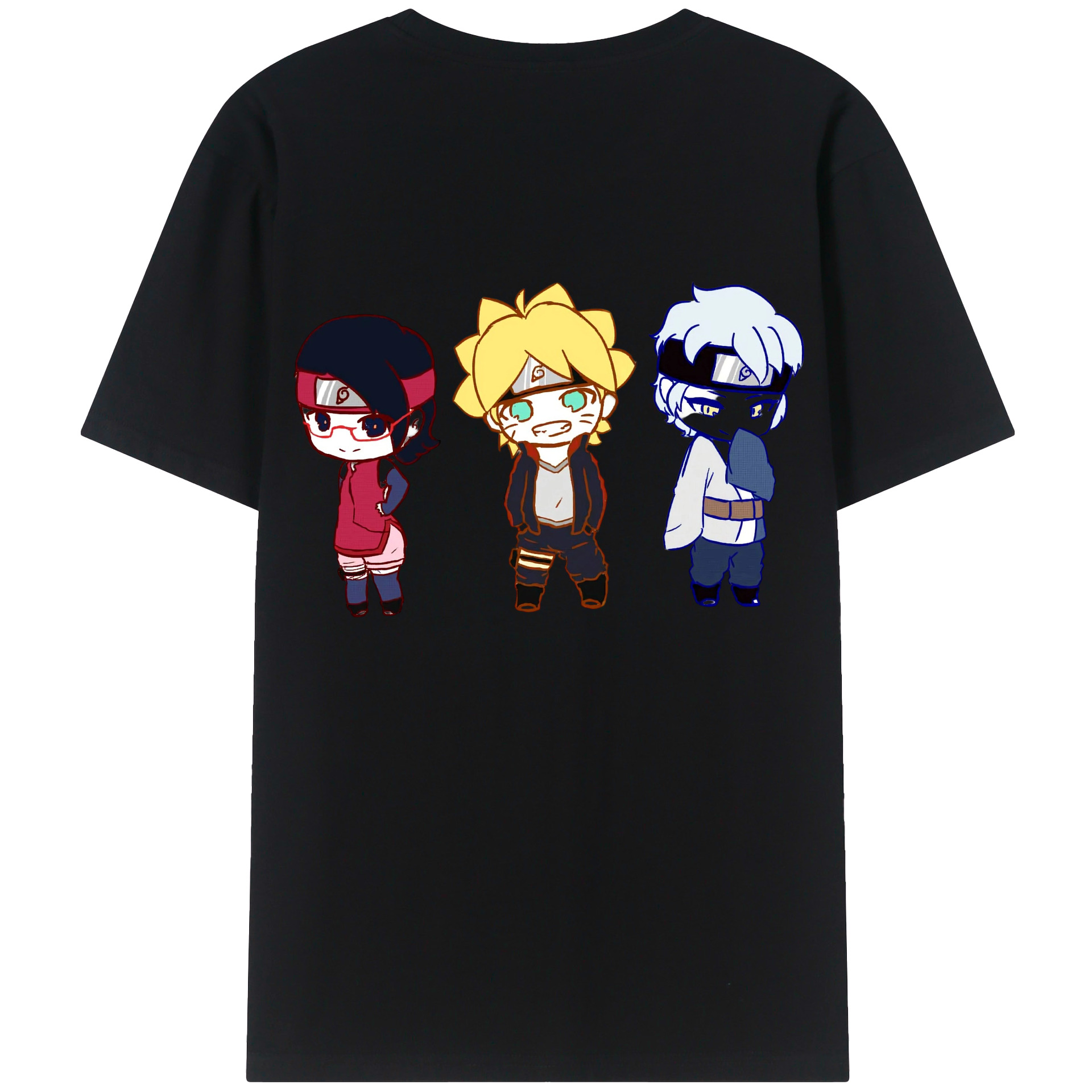 （画像用） NARUTO -ナルト- うずまき ボルト Uzumaki Boruto 綿100％ メンズ半袖Tシャツ（バックプリント） 通気性