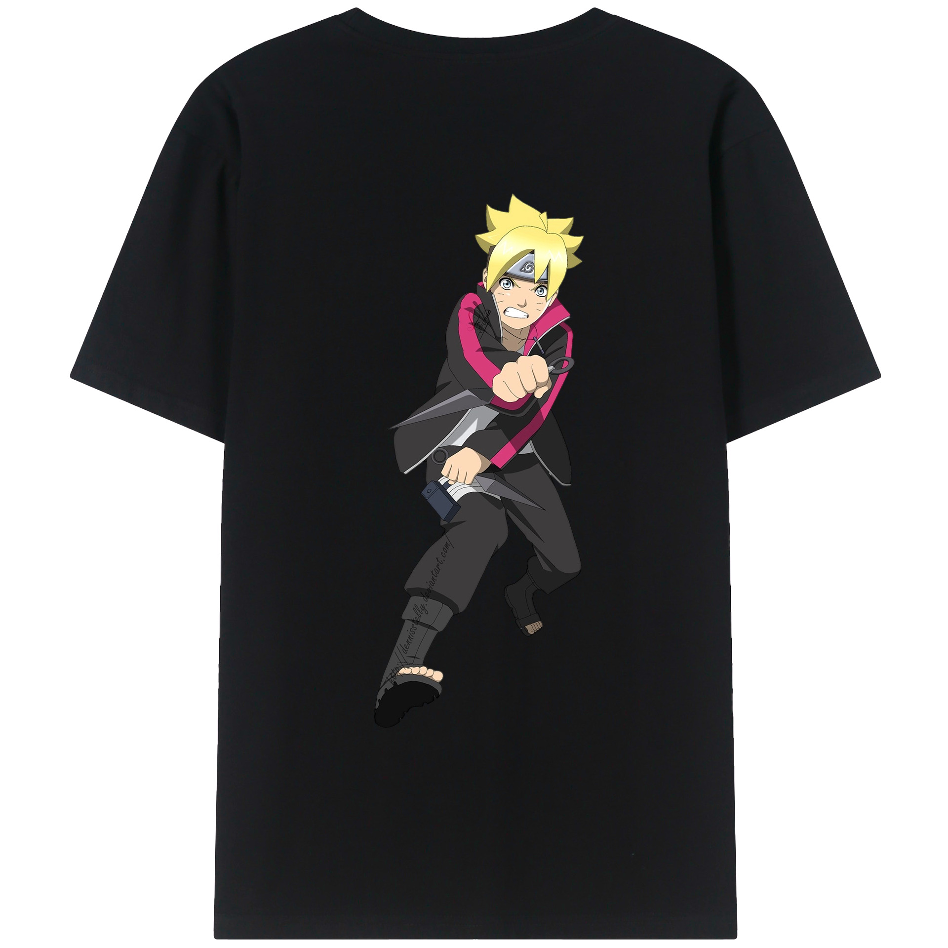 （画像用） NARUTO -ナルト- うずまき ボルト Uzumaki Boruto 綿100％ メンズ半袖Tシャツ（バックプリント） 通気性