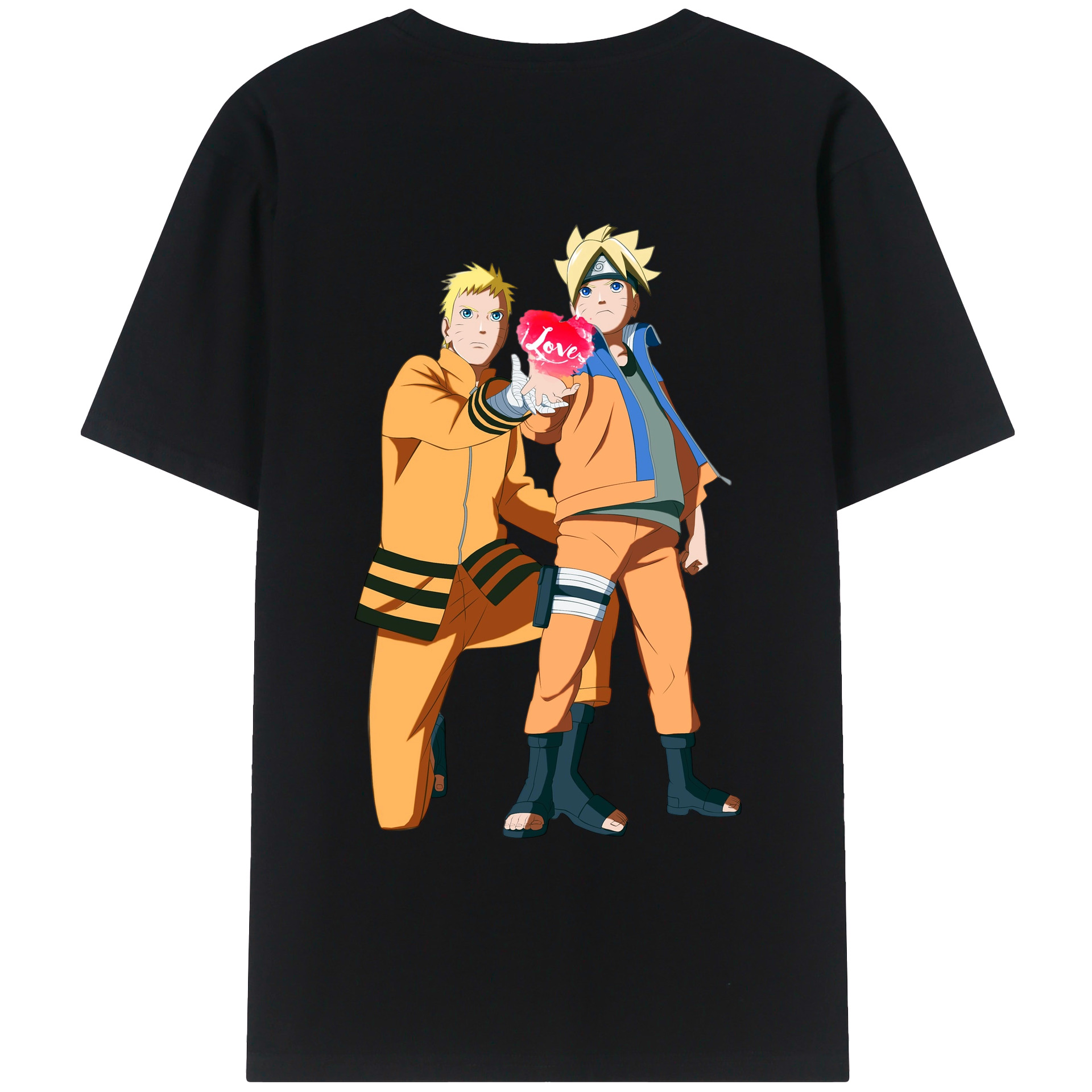 （画像用） NARUTO -ナルト- うずまき ボルト Uzumaki Boruto 綿100％ メンズ半袖Tシャツ（バックプリント） 通気性