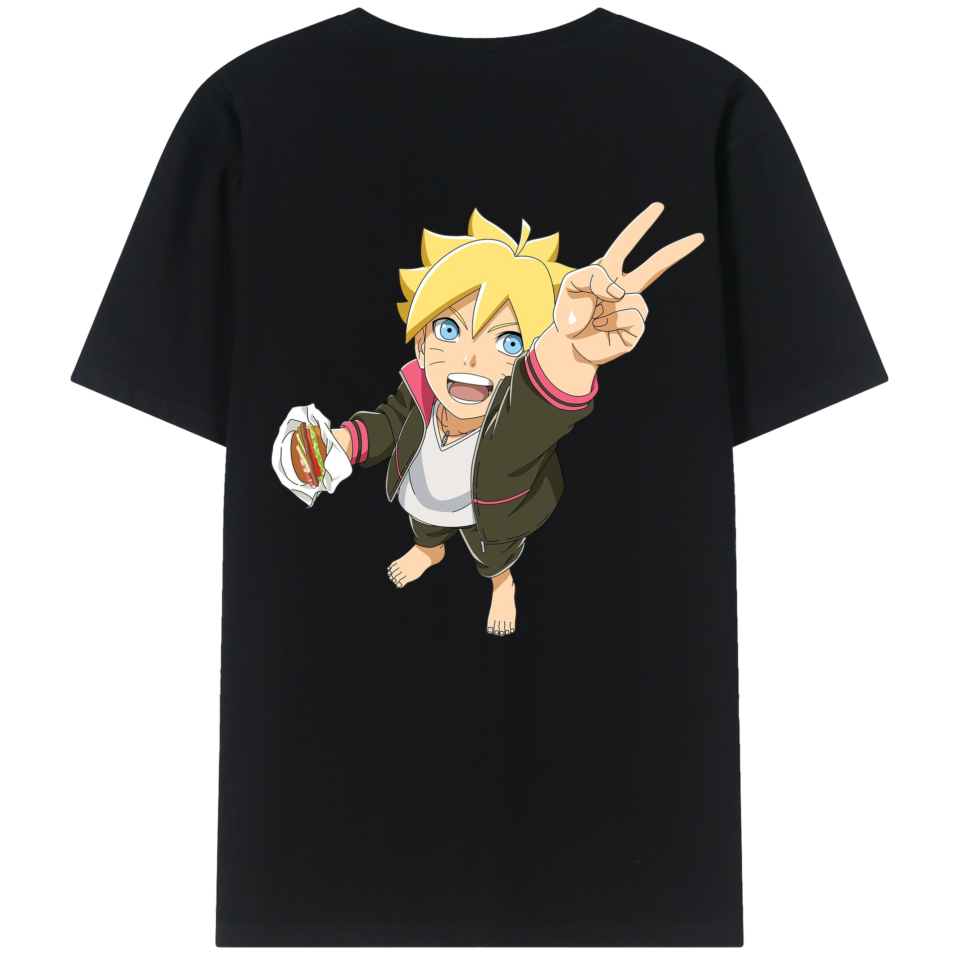 （画像用） NARUTO -ナルト- うずまき ボルト Uzumaki Boruto 綿100％ メンズ半袖Tシャツ（バックプリント） 通気性