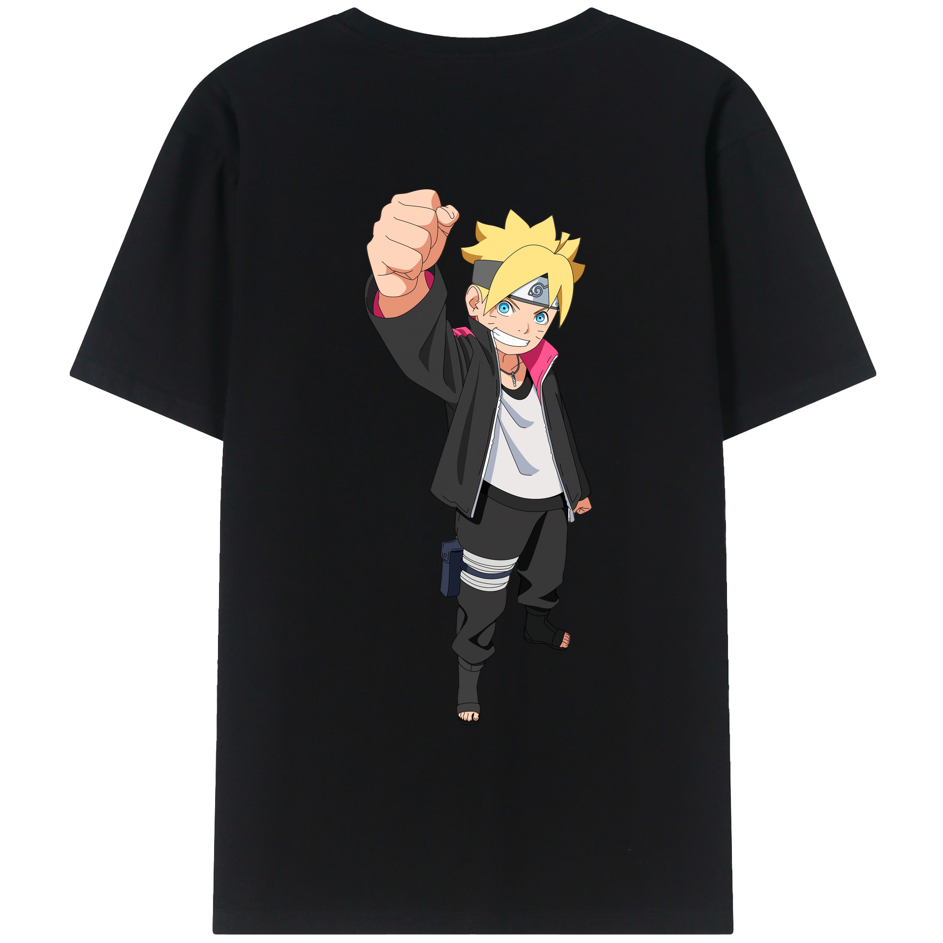 （画像用） NARUTO -ナルト- うずまき ボルト Uzumaki Boruto 綿100％ メンズ半袖Tシャツ（バックプリント） 通気性