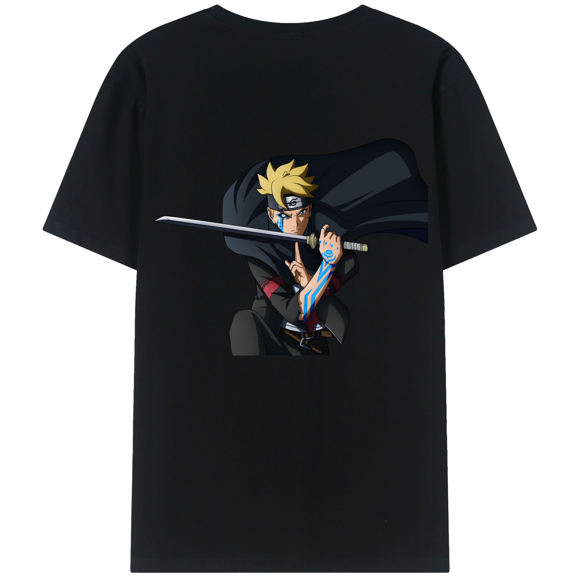 （画像用） NARUTO -ナルト- うずまき ボルト Uzumaki Boruto 綿100％ メンズ半袖Tシャツ（バックプリント） 通気性