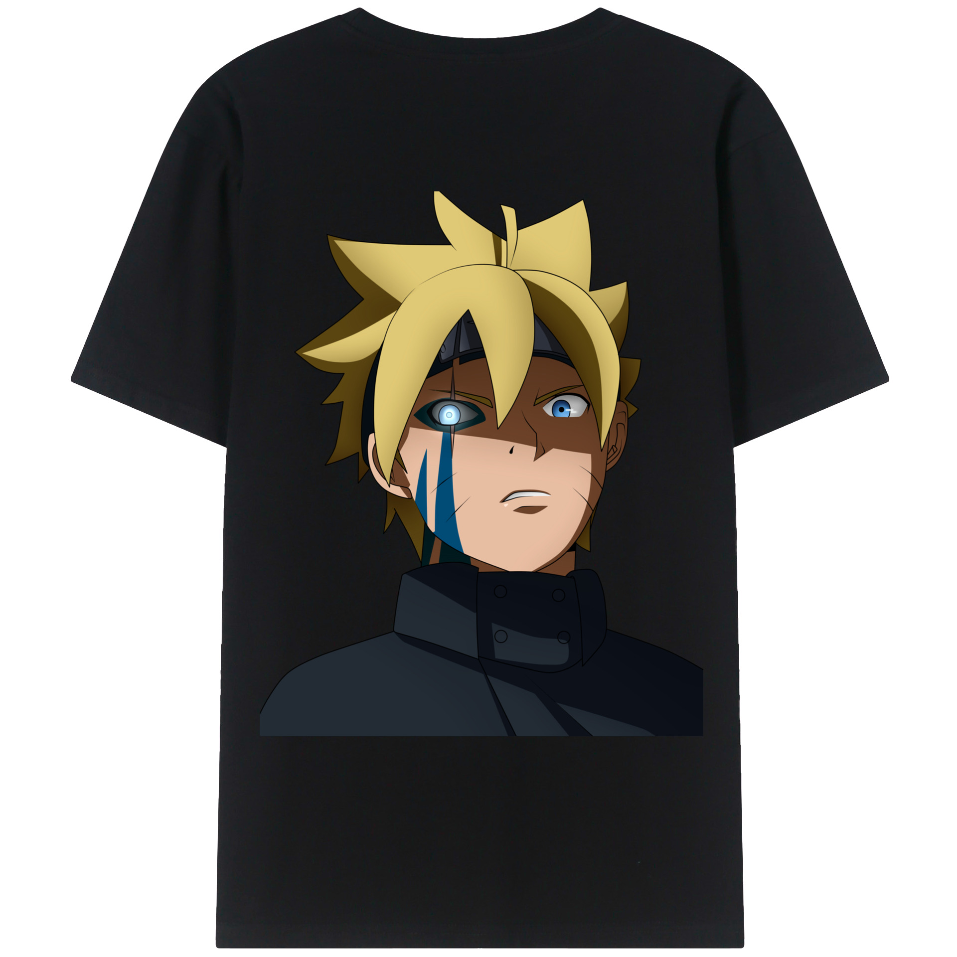 （画像用） NARUTO -ナルト- うずまき ボルト Uzumaki Boruto 綿100％ メンズ半袖Tシャツ（バックプリント） 通気性