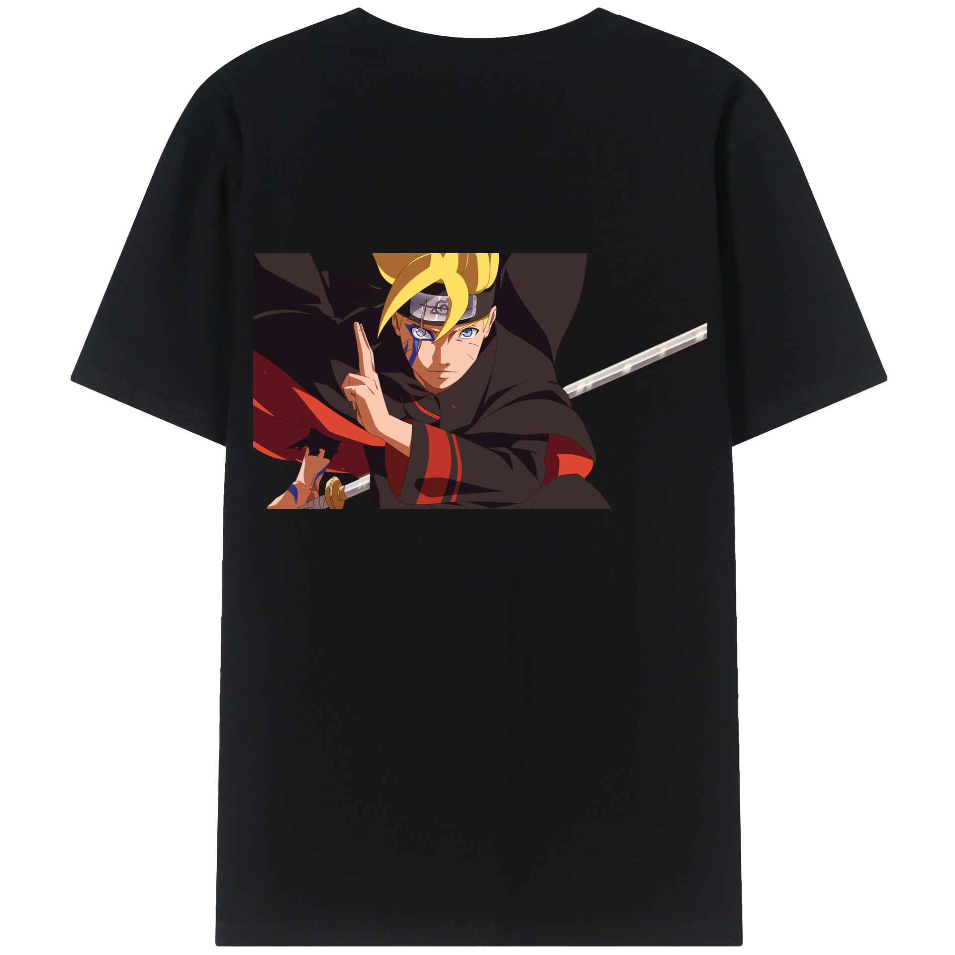 （画像用） NARUTO -ナルト- うずまき ボルト Uzumaki Boruto 綿100％ メンズ半袖Tシャツ（バックプリント） 通気性