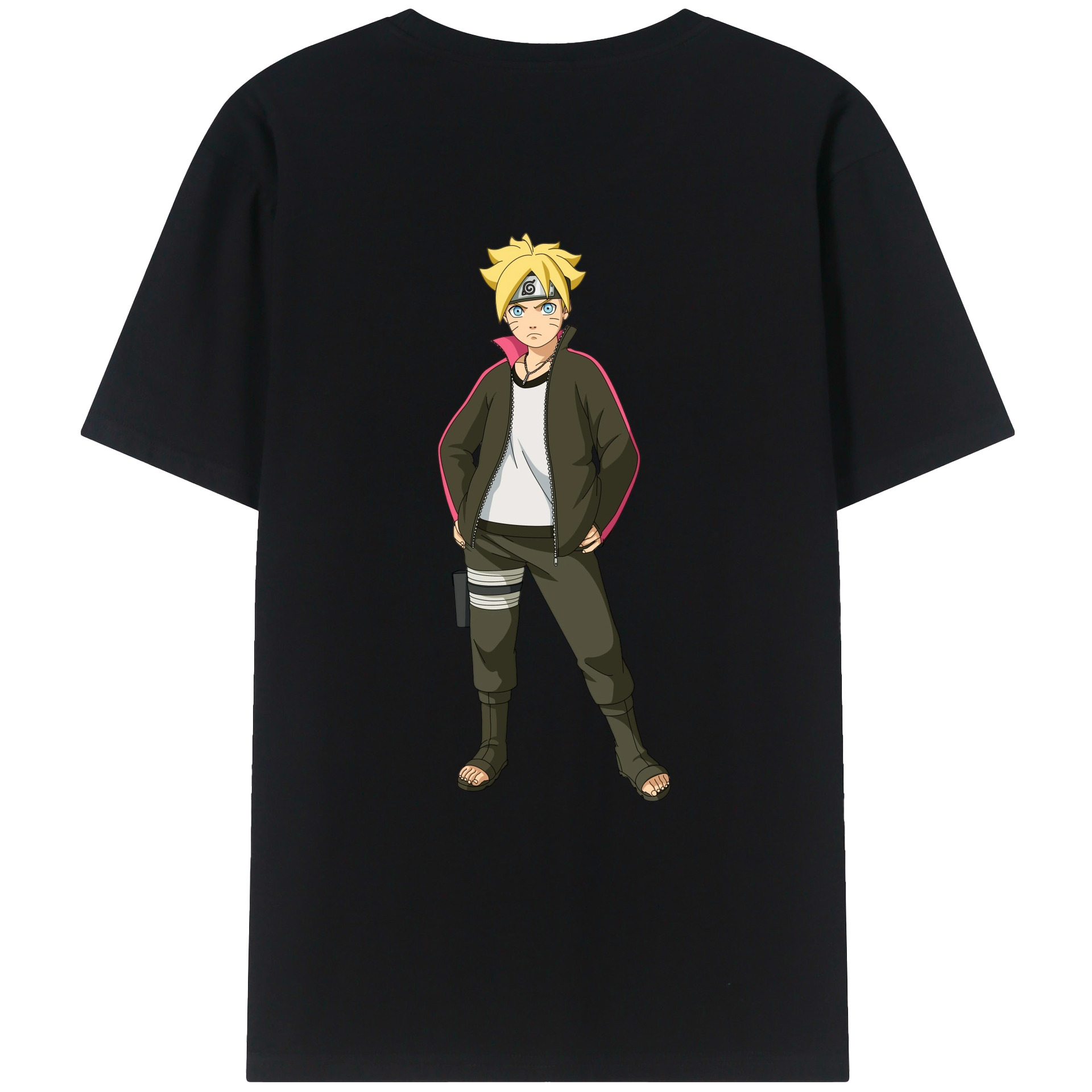 （画像用） NARUTO -ナルト- うずまき ボルト Uzumaki Boruto 綿100％ メンズ半袖Tシャツ（バックプリント） 通気性