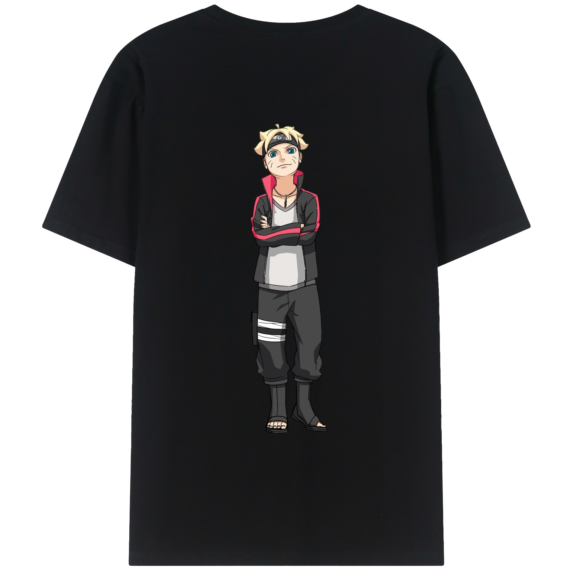 （画像用） NARUTO -ナルト- うずまき ボルト Uzumaki Boruto 綿100％ メンズ半袖Tシャツ（バックプリント） 通気性
