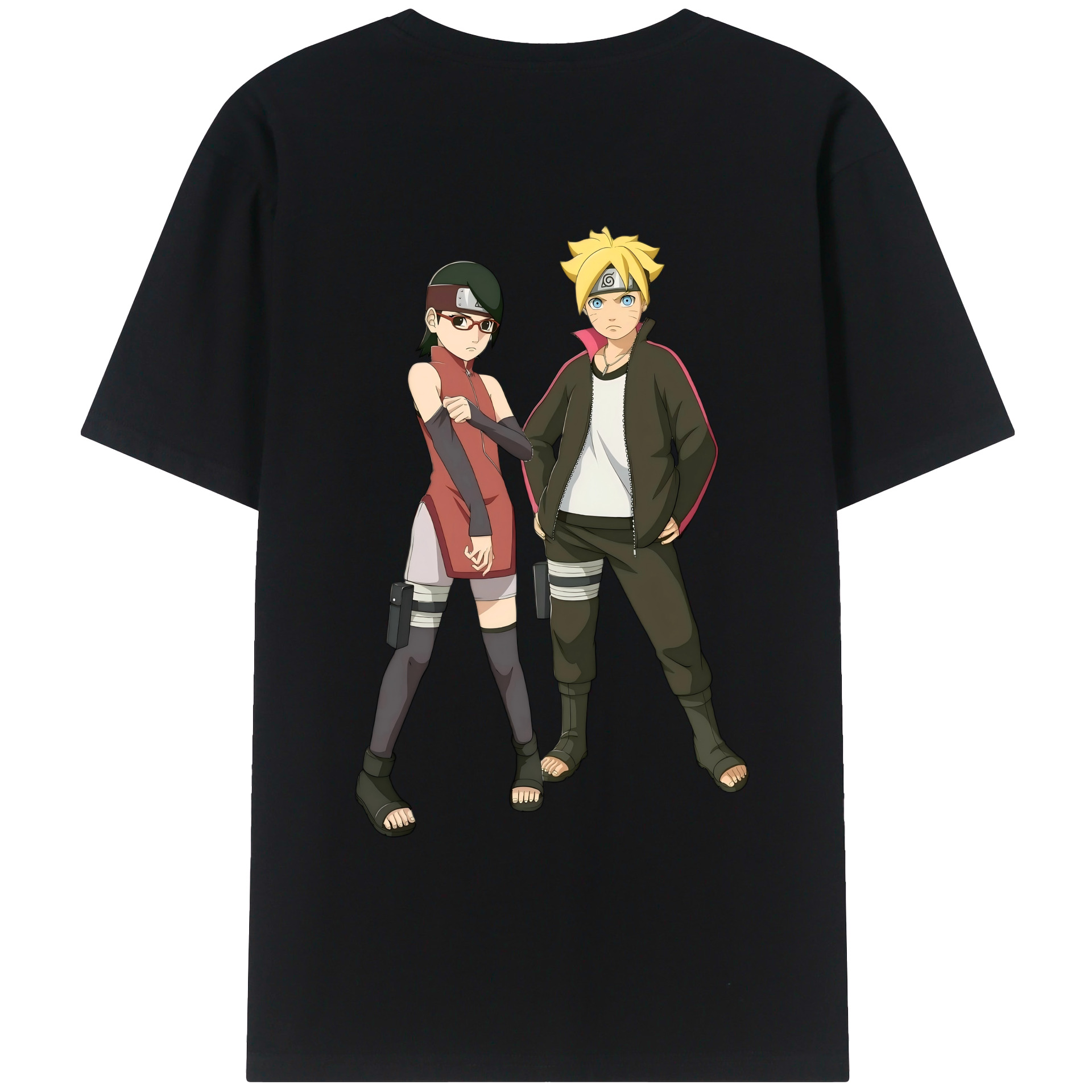 （画像用） NARUTO -ナルト- うずまき ボルト Uzumaki Boruto 綿100％ メンズ半袖Tシャツ（バックプリント） 通気性