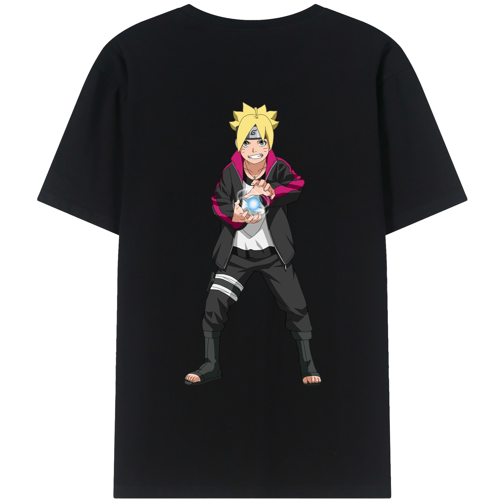 （画像用） NARUTO -ナルト- うずまき ボルト Uzumaki Boruto 綿100％ メンズ半袖Tシャツ（バックプリント） 通気性