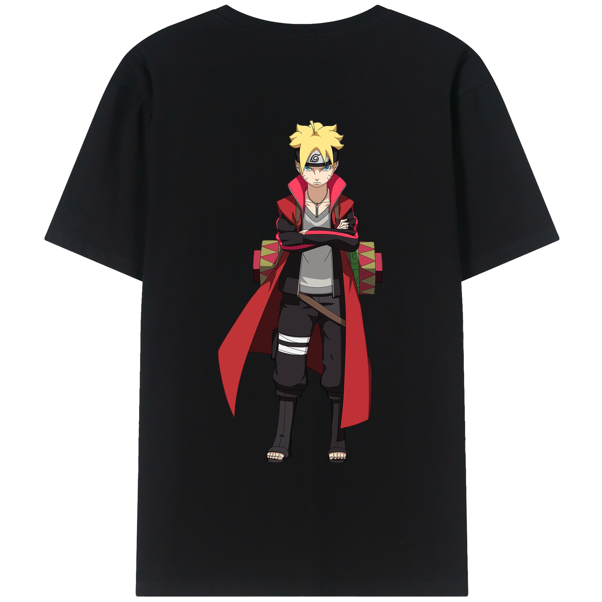 （画像用） NARUTO -ナルト- うずまき ボルト Uzumaki Boruto 綿100％ メンズ半袖Tシャツ（バックプリント） 通気性