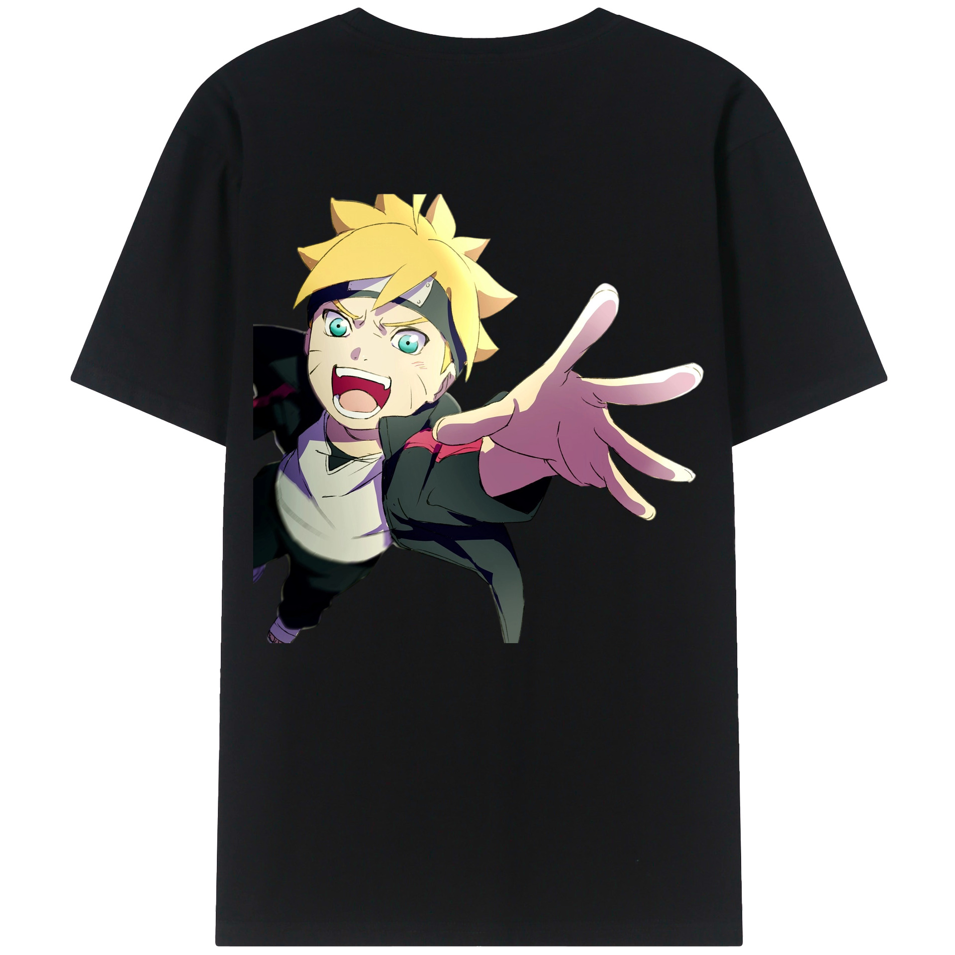 （画像用） NARUTO -ナルト- うずまき ボルト Uzumaki Boruto 綿100％ メンズ半袖Tシャツ（バックプリント） 通気性