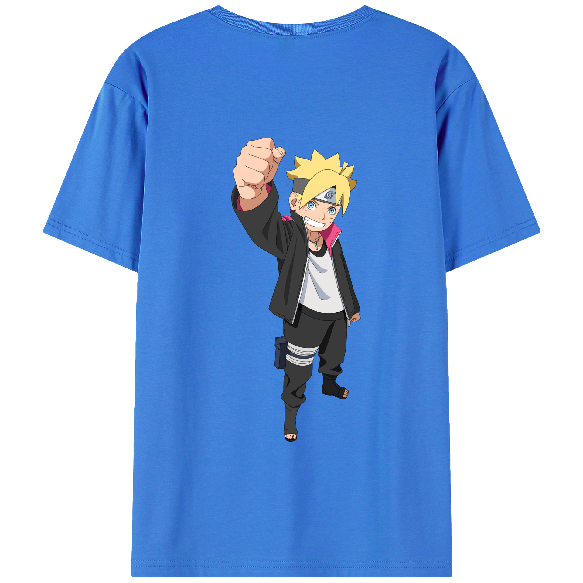 （画像用） NARUTO -ナルト- うずまき ボルト Uzumaki Boruto 綿100％ メンズ半袖Tシャツ（バックプリント） 通気性