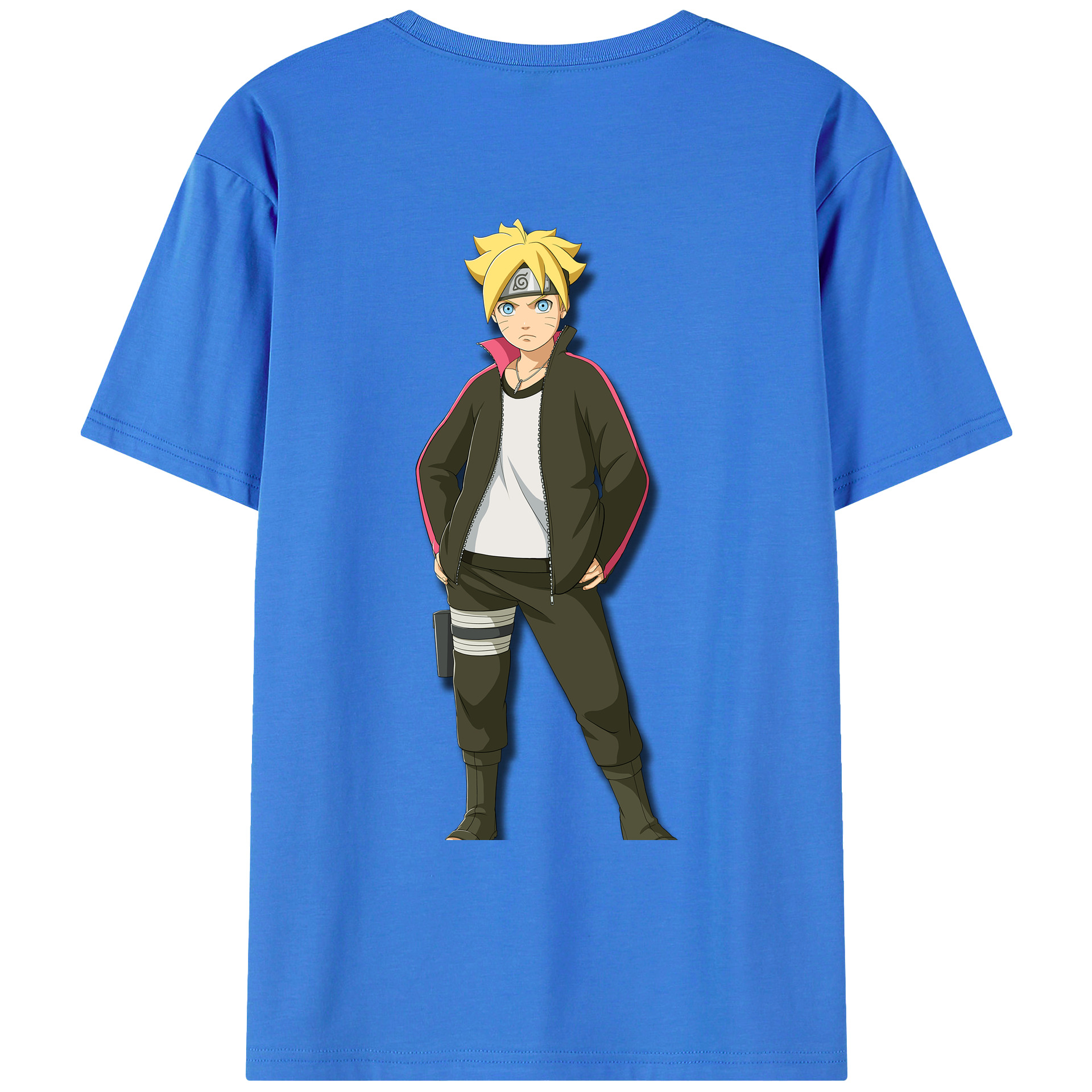 （画像用） NARUTO -ナルト- うずまき ボルト Uzumaki Boruto 綿100％ メンズ半袖Tシャツ（バックプリント） 通気性