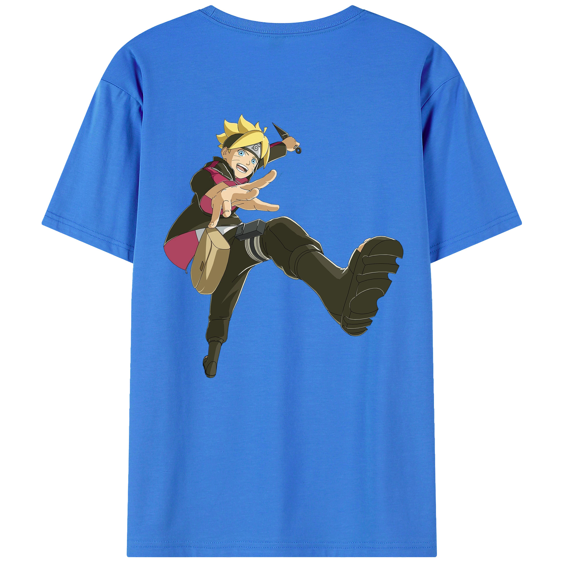 （画像用） NARUTO -ナルト- うずまき ボルト Uzumaki Boruto 綿100％ メンズ半袖Tシャツ（バックプリント） 通気性