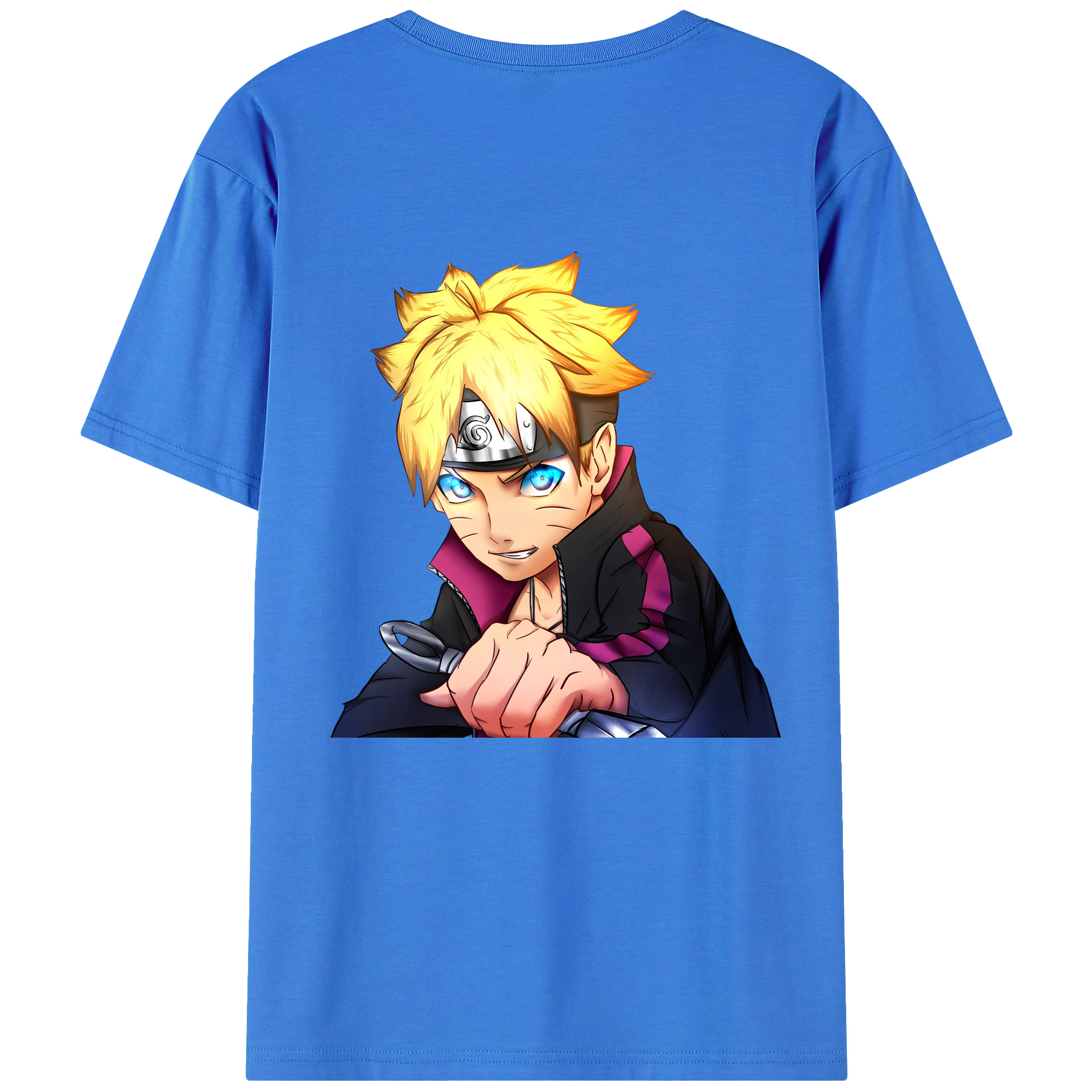 （画像用） NARUTO -ナルト- うずまき ボルト Uzumaki Boruto 綿100％ メンズ半袖Tシャツ（バックプリント） 通気性