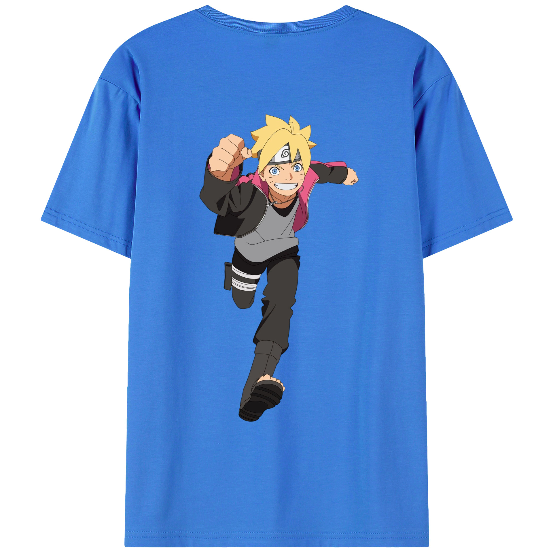 （画像用） NARUTO -ナルト- うずまき ボルト Uzumaki Boruto 綿100％ メンズ半袖Tシャツ（バックプリント） 通気性