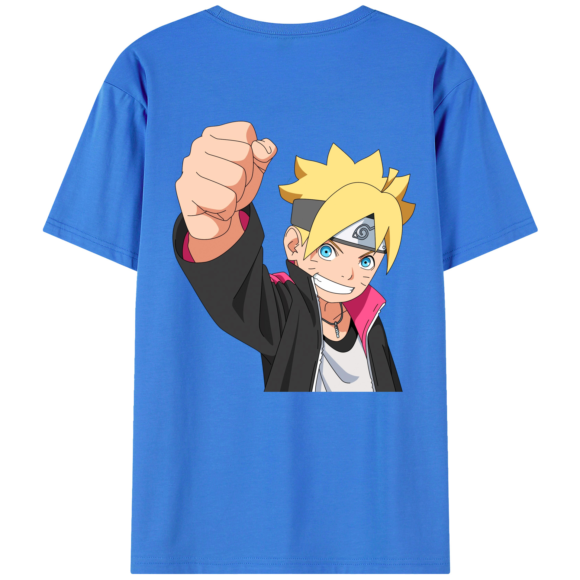 （画像用） NARUTO -ナルト- うずまき ボルト Uzumaki Boruto 綿100％ メンズ半袖Tシャツ（バックプリント） 通気性
