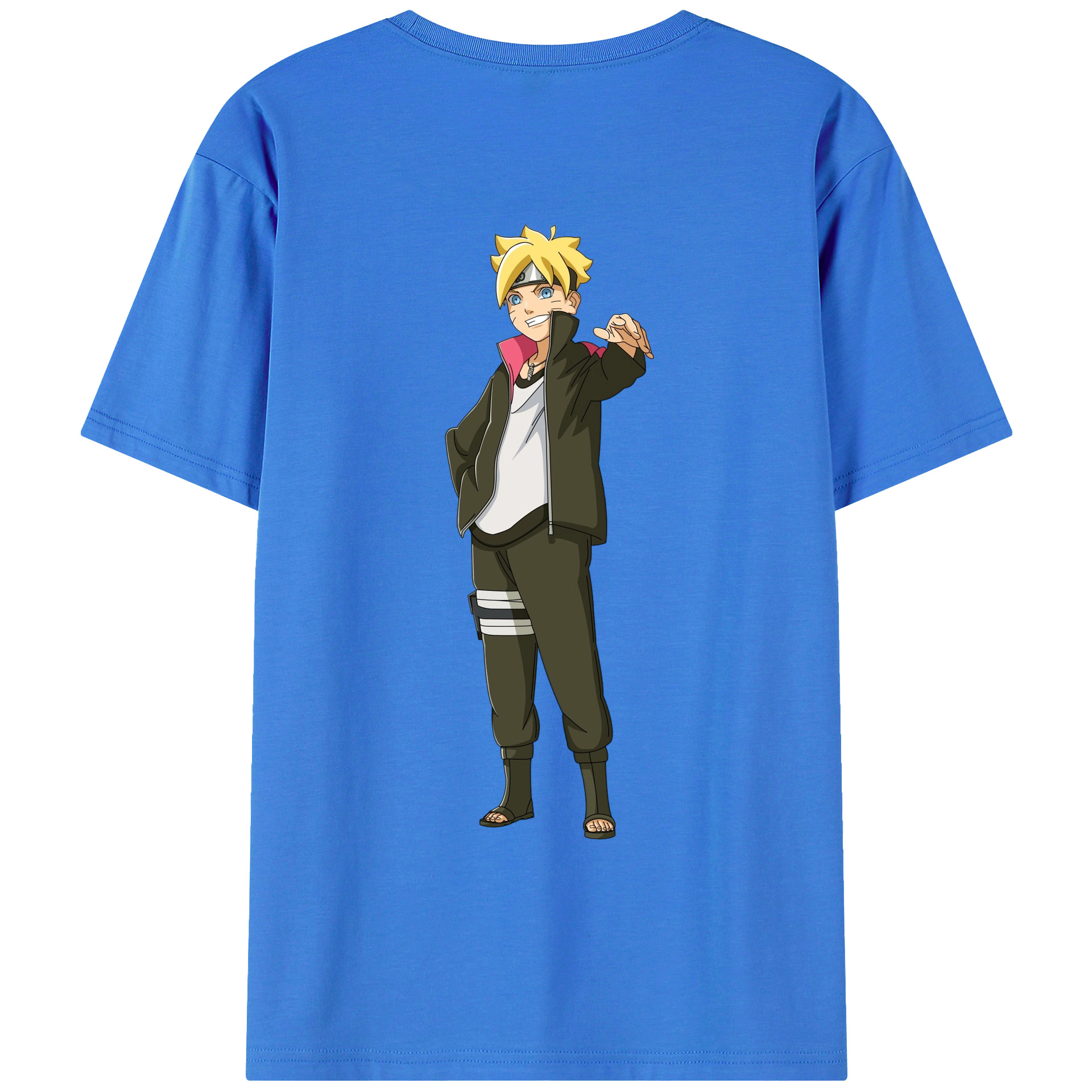 （画像用） NARUTO -ナルト- うずまき ボルト Uzumaki Boruto 綿100％ メンズ半袖Tシャツ（バックプリント） 通気性