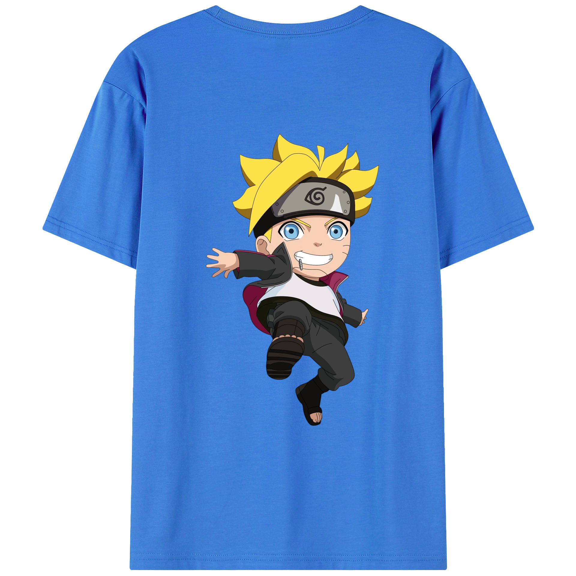 （画像用） NARUTO -ナルト- うずまき ボルト Uzumaki Boruto 綿100％ メンズ半袖Tシャツ（バックプリント） 通気性