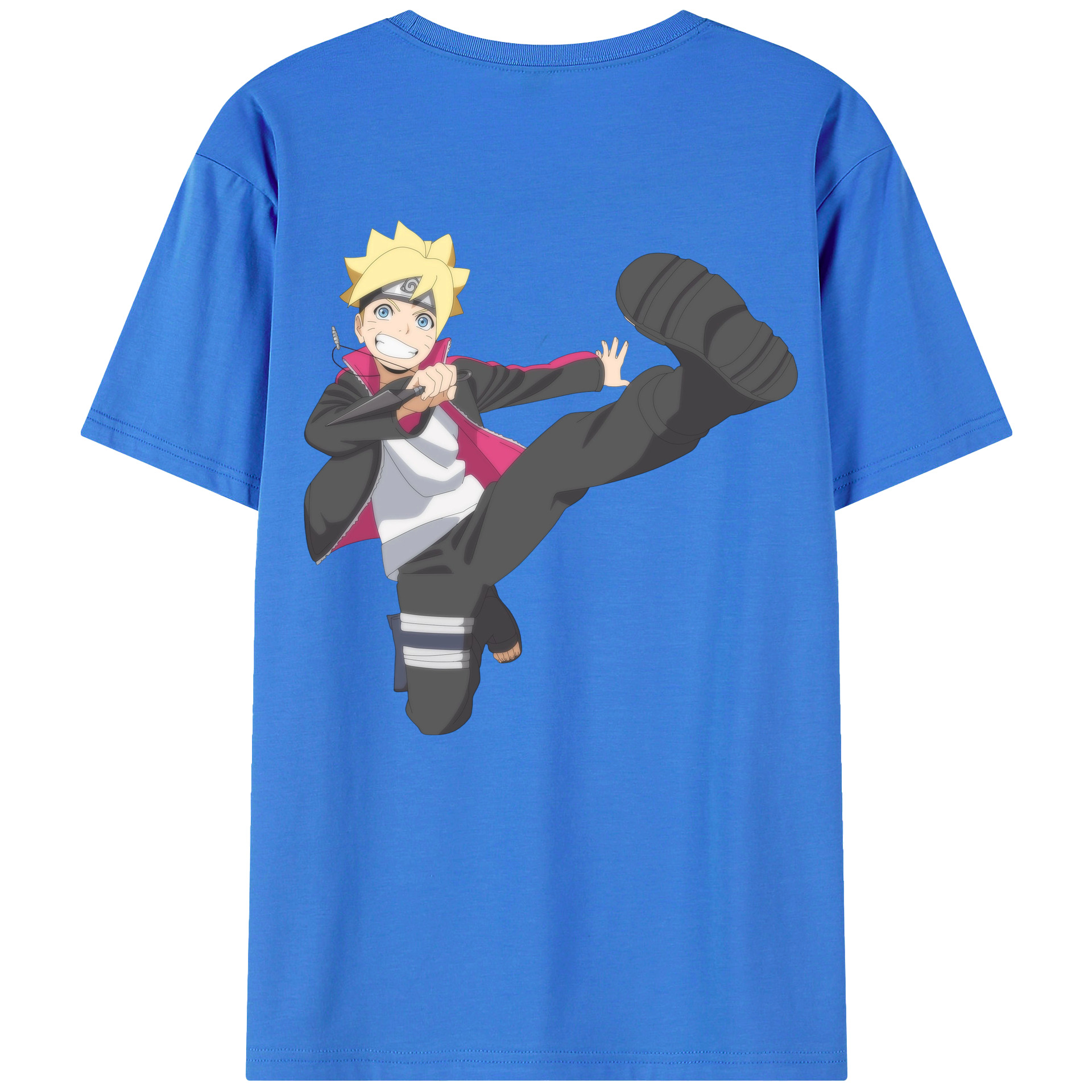 （画像用） NARUTO -ナルト- うずまき ボルト Uzumaki Boruto 綿100％ メンズ半袖Tシャツ（バックプリント） 通気性