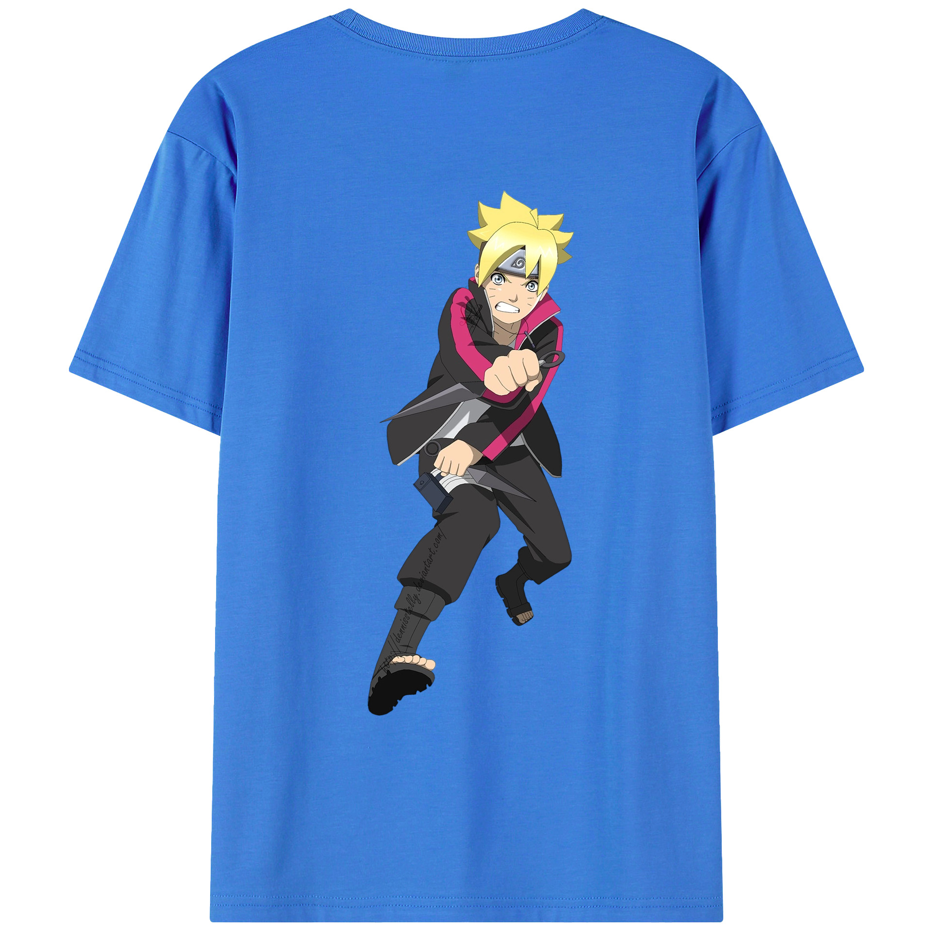 （画像用） NARUTO -ナルト- うずまき ボルト Uzumaki Boruto 綿100％ メンズ半袖Tシャツ（バックプリント） 通気性