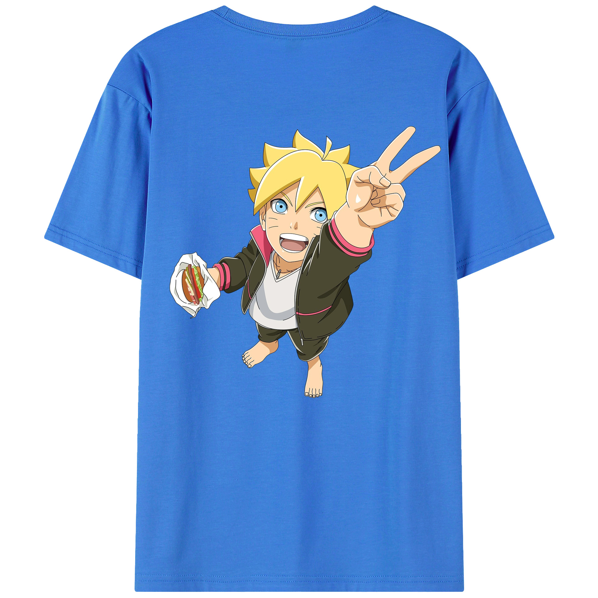 （画像用） NARUTO -ナルト- うずまき ボルト Uzumaki Boruto 綿100％ メンズ半袖Tシャツ（バックプリント） 通気性