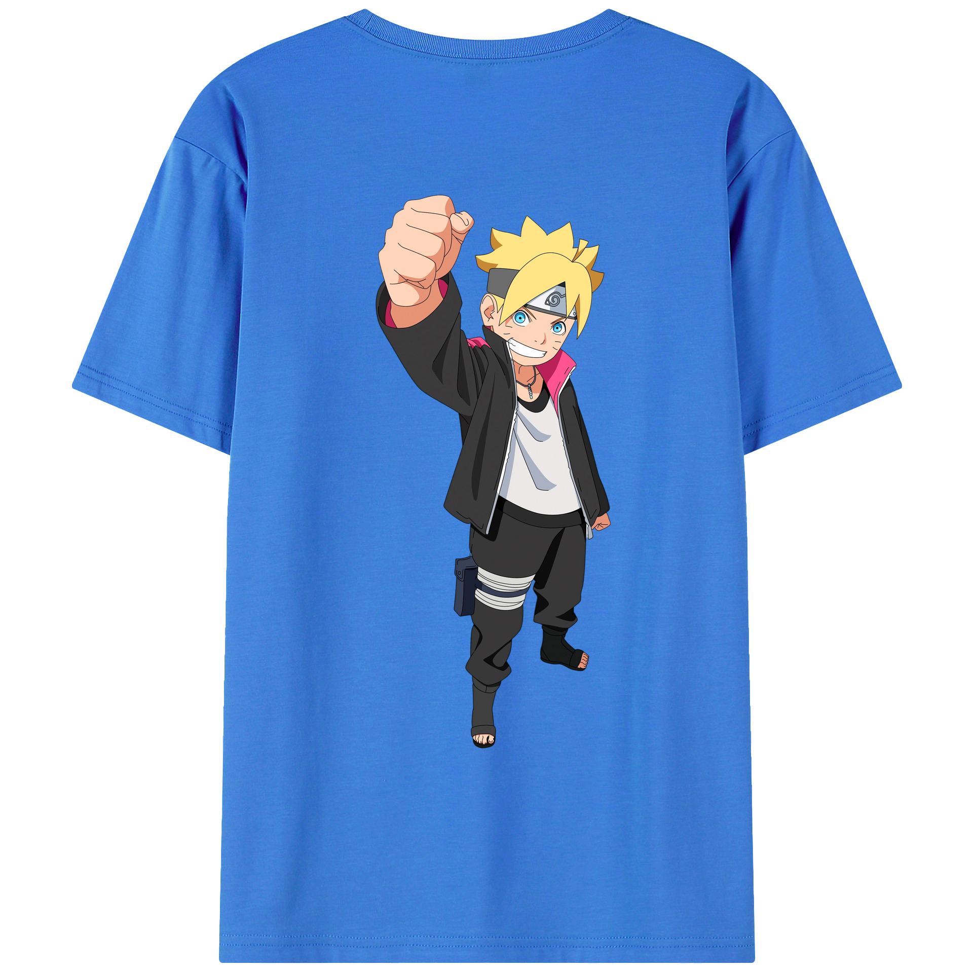 （画像用） NARUTO -ナルト- うずまき ボルト Uzumaki Boruto 綿100％ メンズ半袖Tシャツ（バックプリント） 通気性