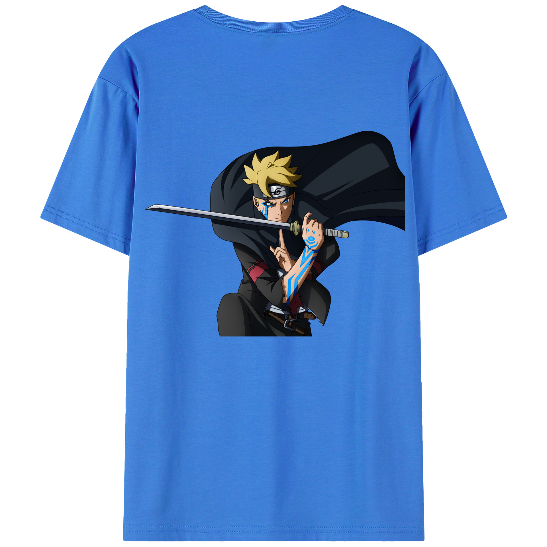（画像用） NARUTO -ナルト- うずまき ボルト Uzumaki Boruto 綿100％ メンズ半袖Tシャツ（バックプリント） 通気性