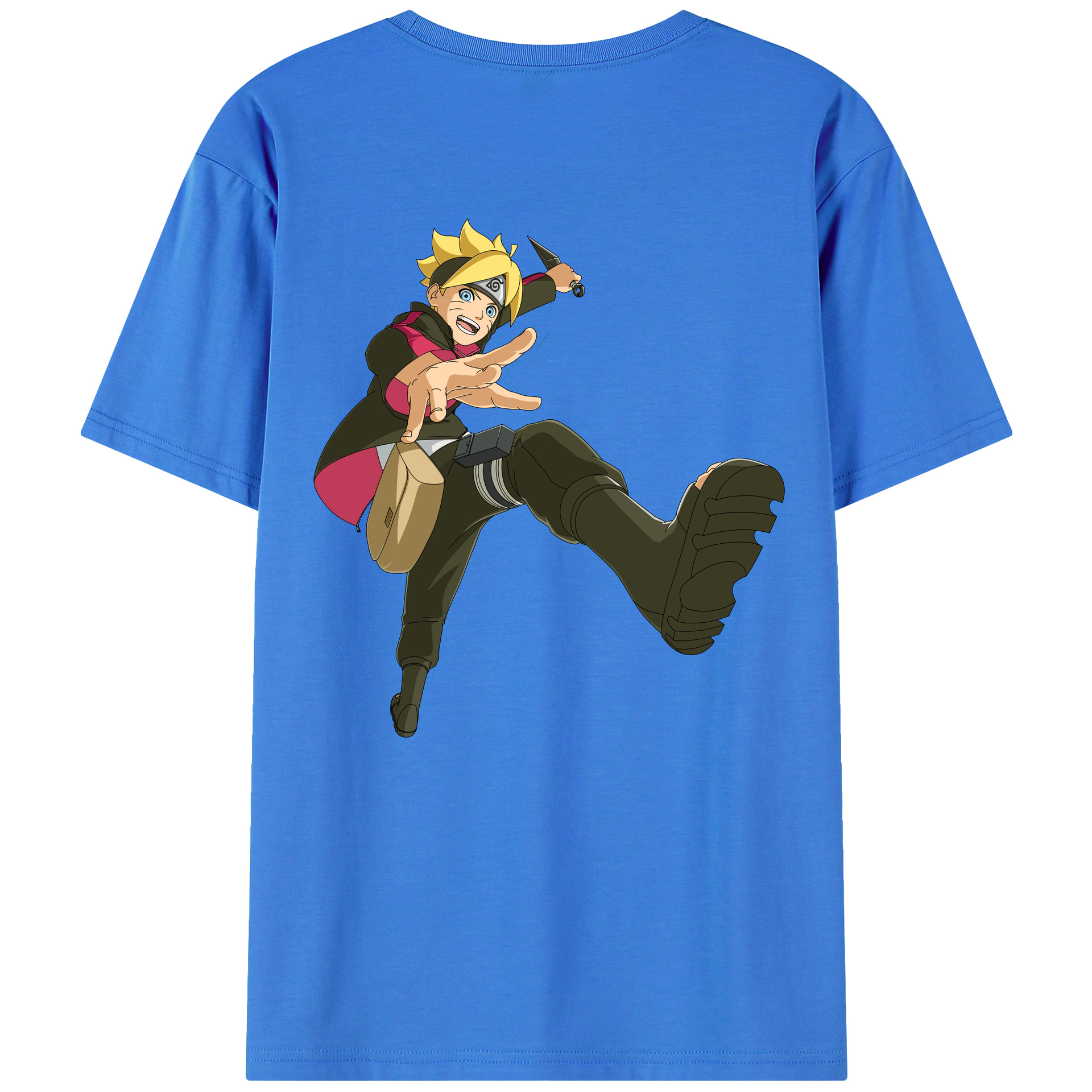 （画像用） NARUTO -ナルト- うずまき ボルト Uzumaki Boruto 綿100％ メンズ半袖Tシャツ（バックプリント） 通気性