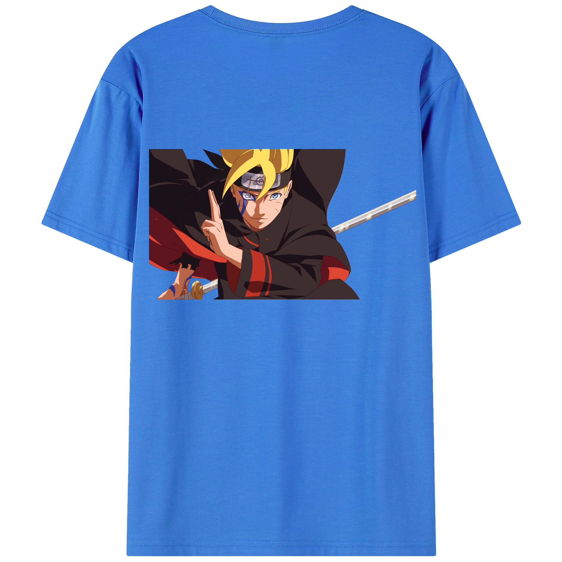 （画像用） NARUTO -ナルト- うずまき ボルト Uzumaki Boruto 綿100％ メンズ半袖Tシャツ（バックプリント） 通気性
