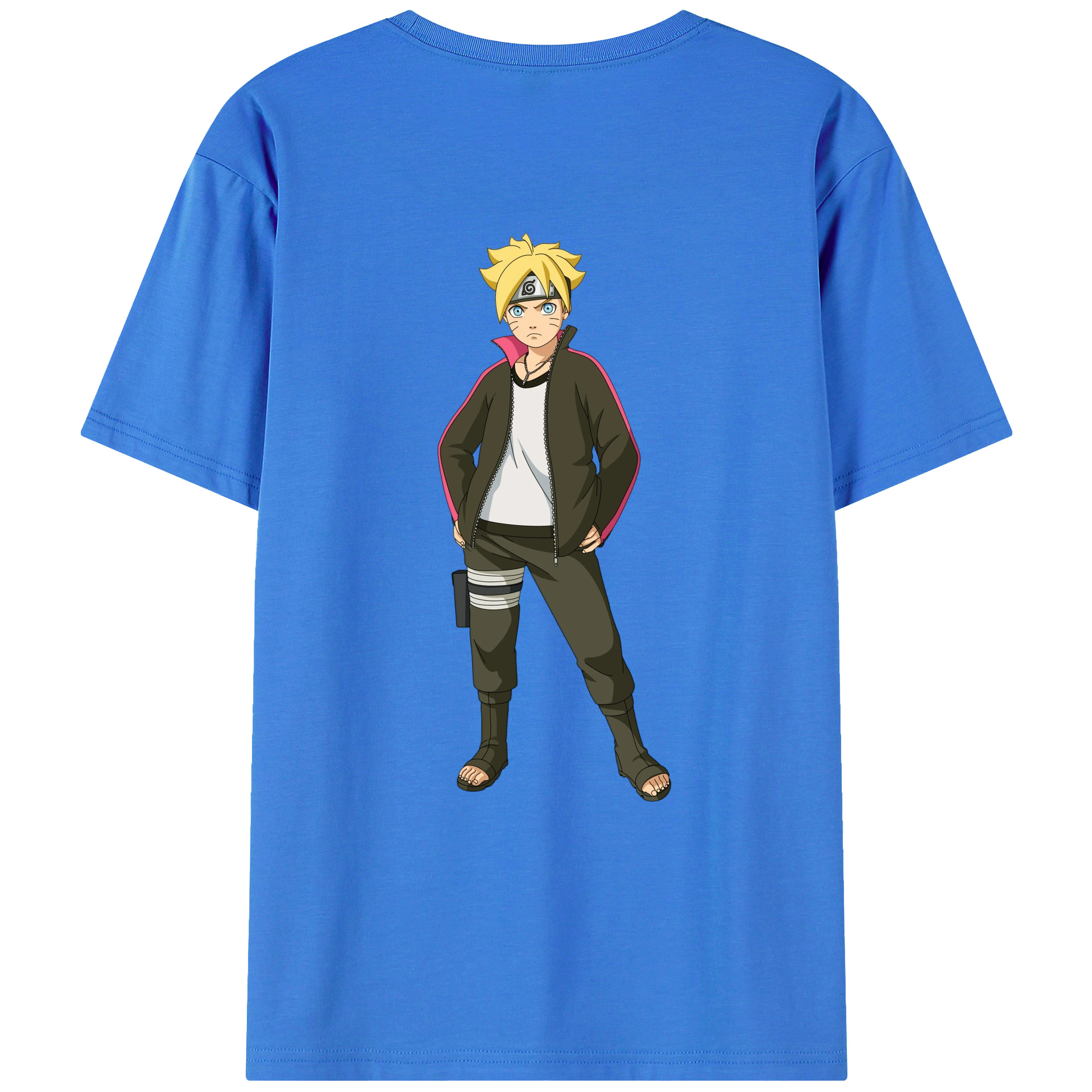（画像用） NARUTO -ナルト- うずまき ボルト Uzumaki Boruto 綿100％ メンズ半袖Tシャツ（バックプリント） 通気性