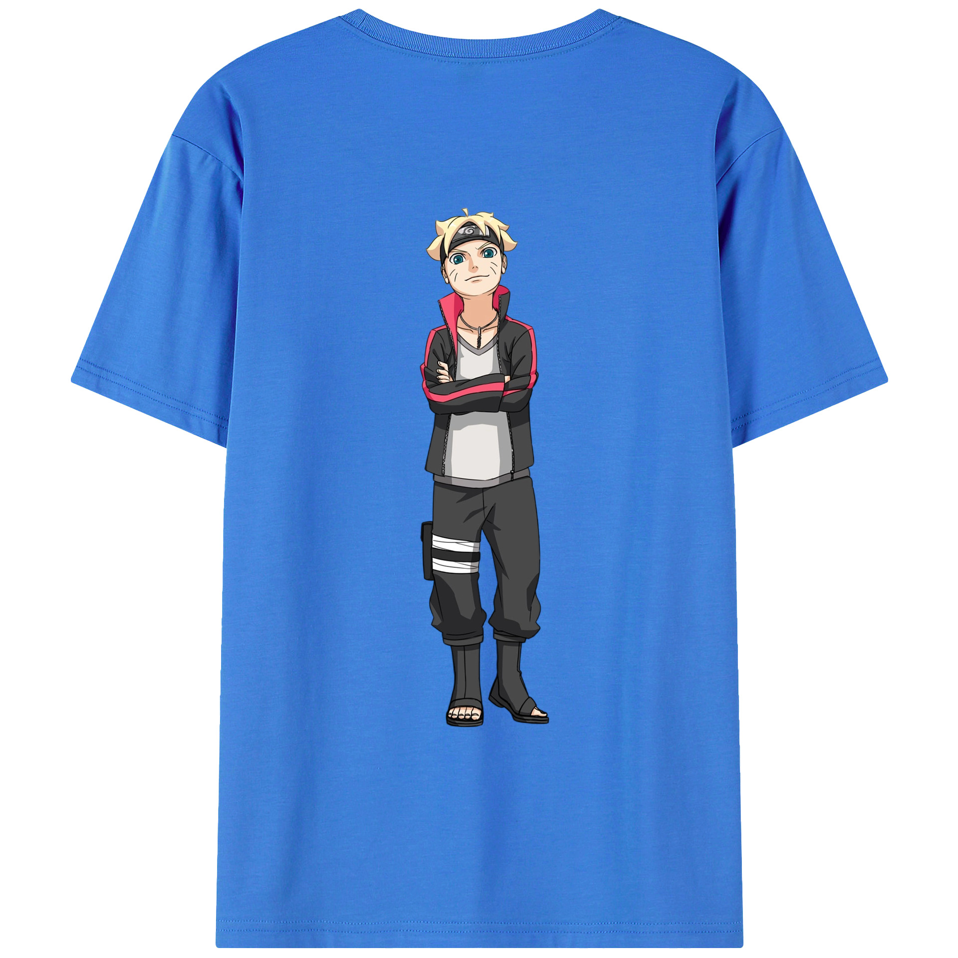 （画像用） NARUTO -ナルト- うずまき ボルト Uzumaki Boruto 綿100％ メンズ半袖Tシャツ（バックプリント） 通気性