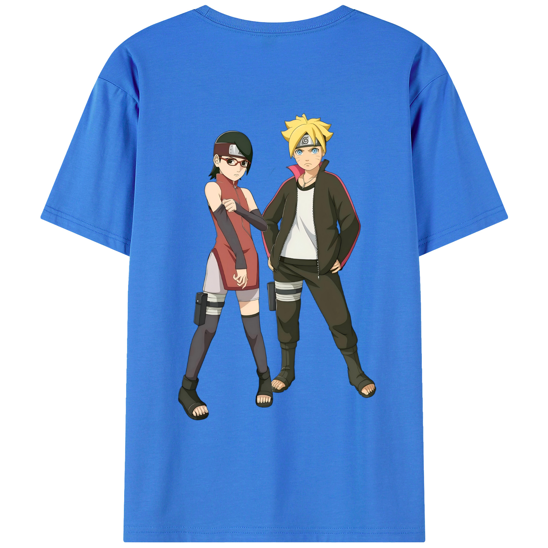 （画像用） NARUTO -ナルト- うずまき ボルト Uzumaki Boruto 綿100％ メンズ半袖Tシャツ（バックプリント） 通気性