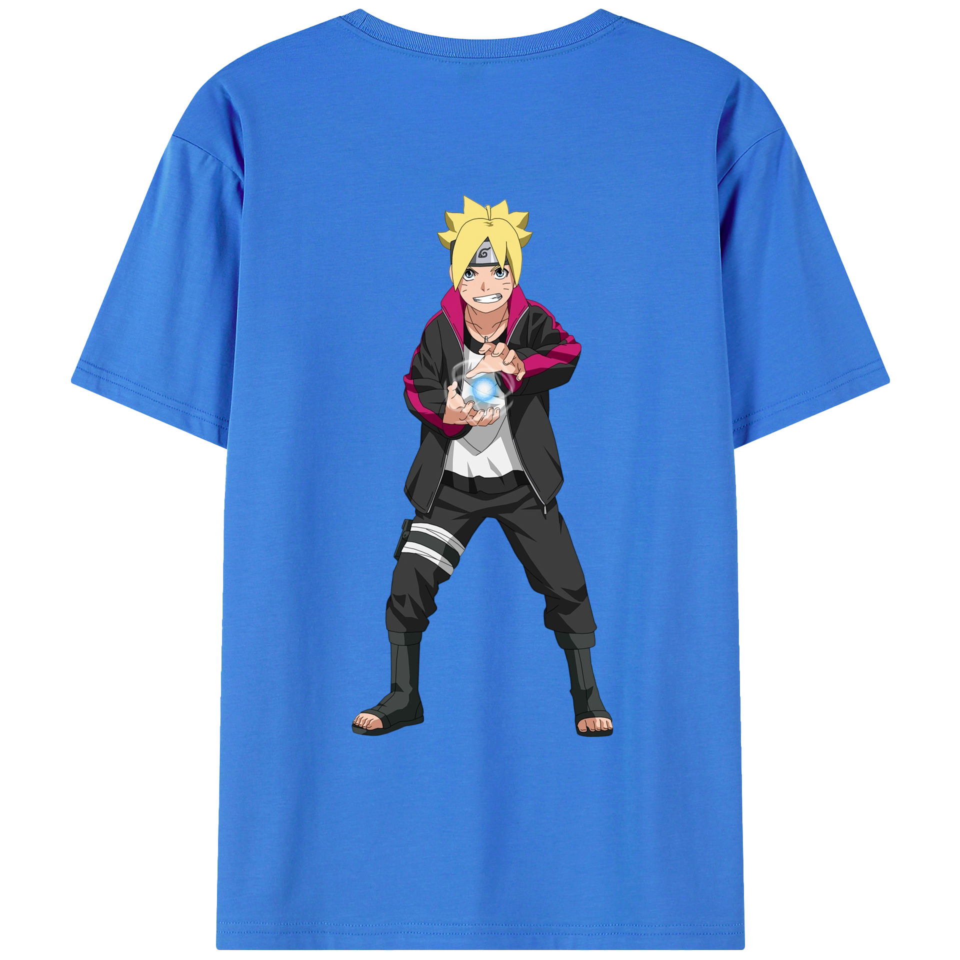 （画像用） NARUTO -ナルト- うずまき ボルト Uzumaki Boruto 綿100％ メンズ半袖Tシャツ（バックプリント） 通気性