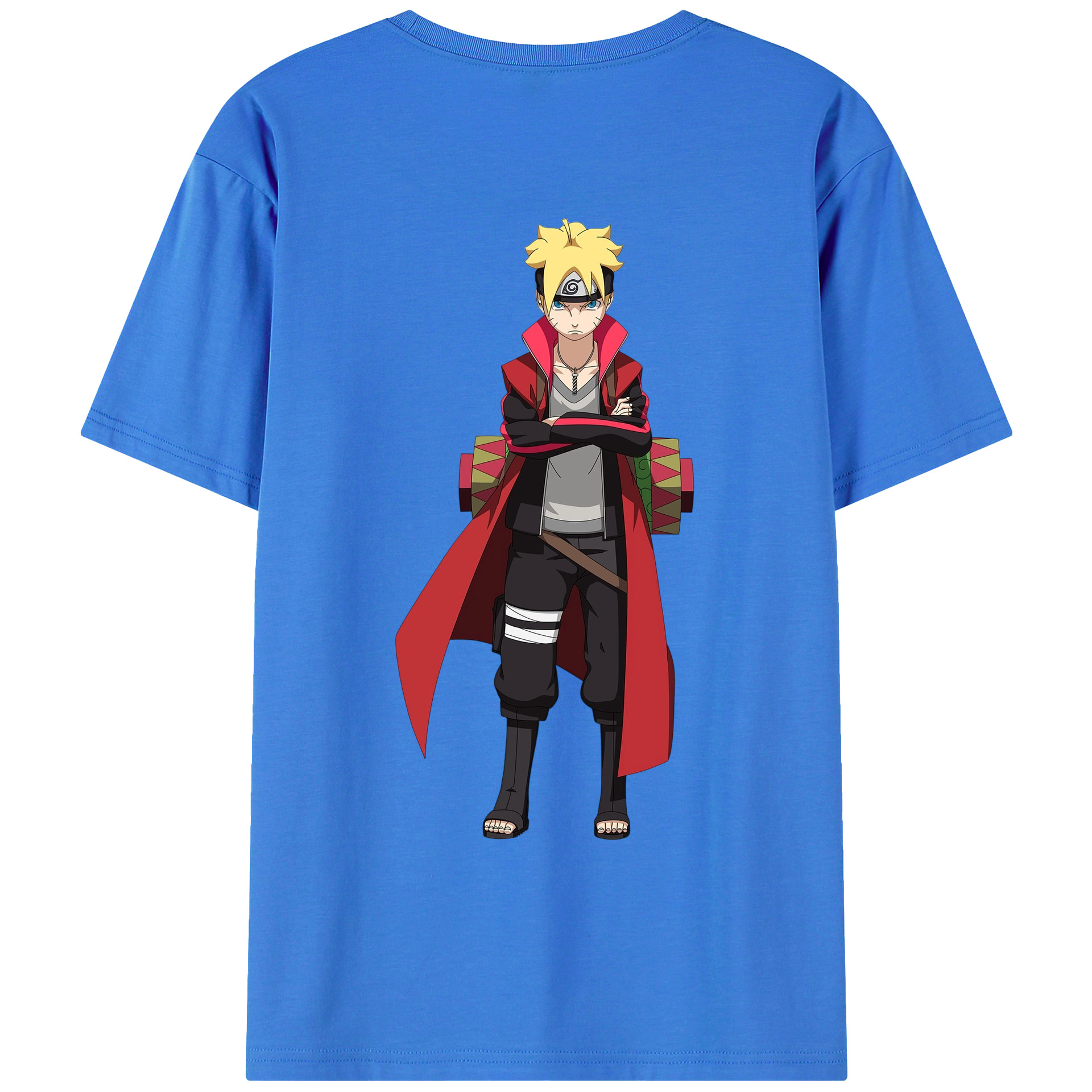 （画像用） NARUTO -ナルト- うずまき ボルト Uzumaki Boruto 綿100％ メンズ半袖Tシャツ（バックプリント） 通気性