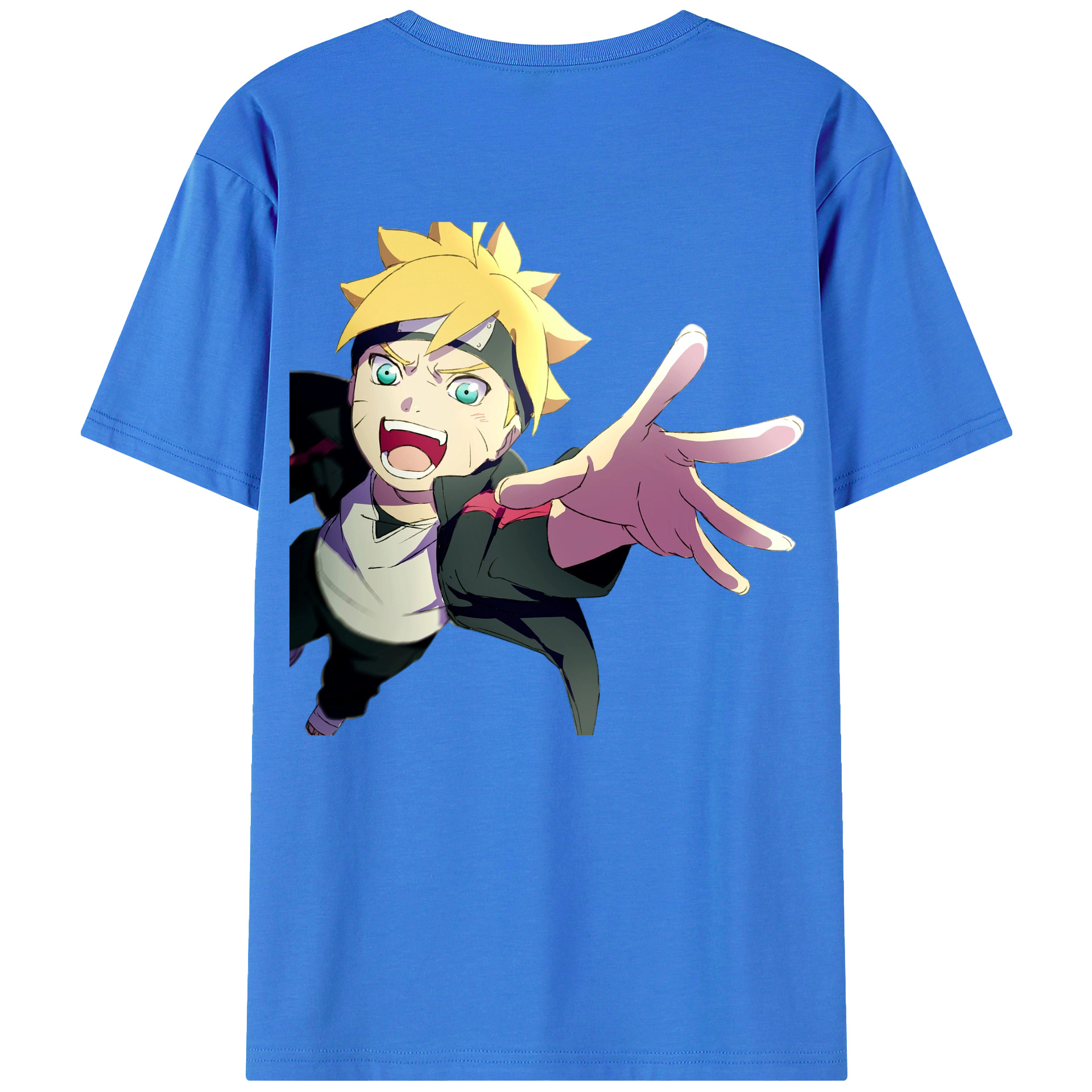 （画像用） NARUTO -ナルト- うずまき ボルト Uzumaki Boruto 綿100％ メンズ半袖Tシャツ（バックプリント） 通気性