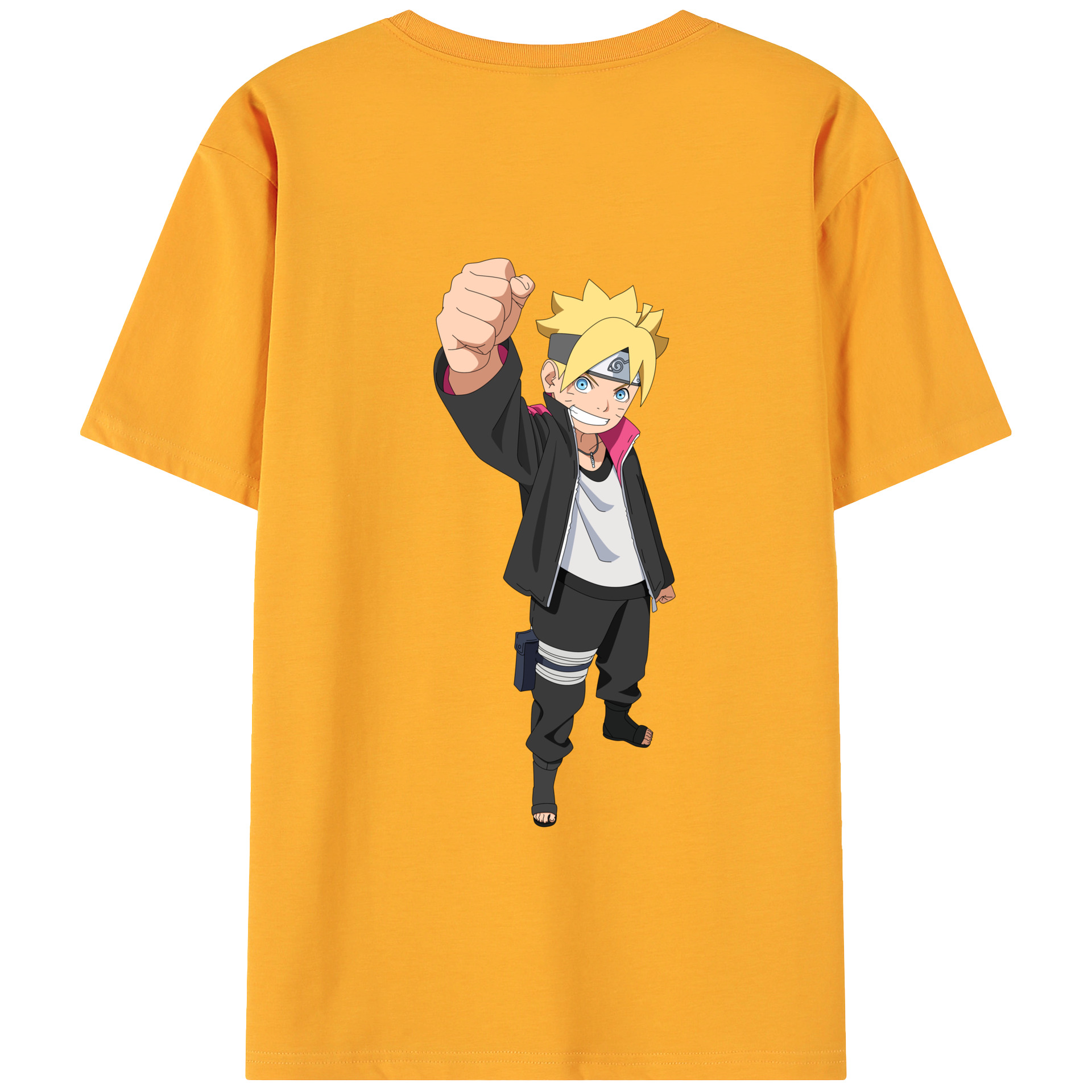 （画像用） NARUTO -ナルト- うずまき ボルト Uzumaki Boruto 綿100％ メンズ半袖Tシャツ（バックプリント） 通気性