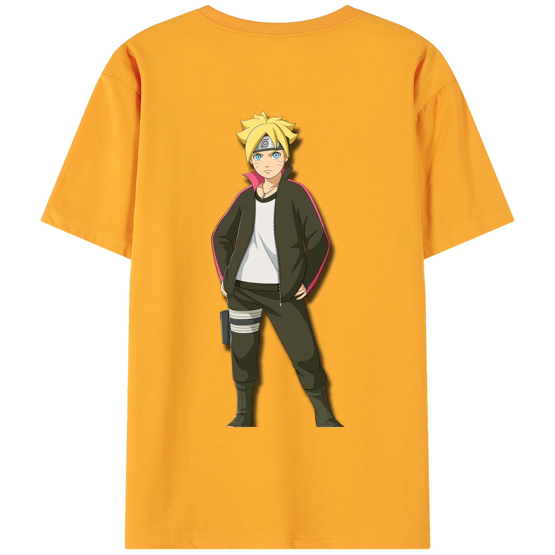 （画像用） NARUTO -ナルト- うずまき ボルト Uzumaki Boruto 綿100％ メンズ半袖Tシャツ（バックプリント） 通気性
