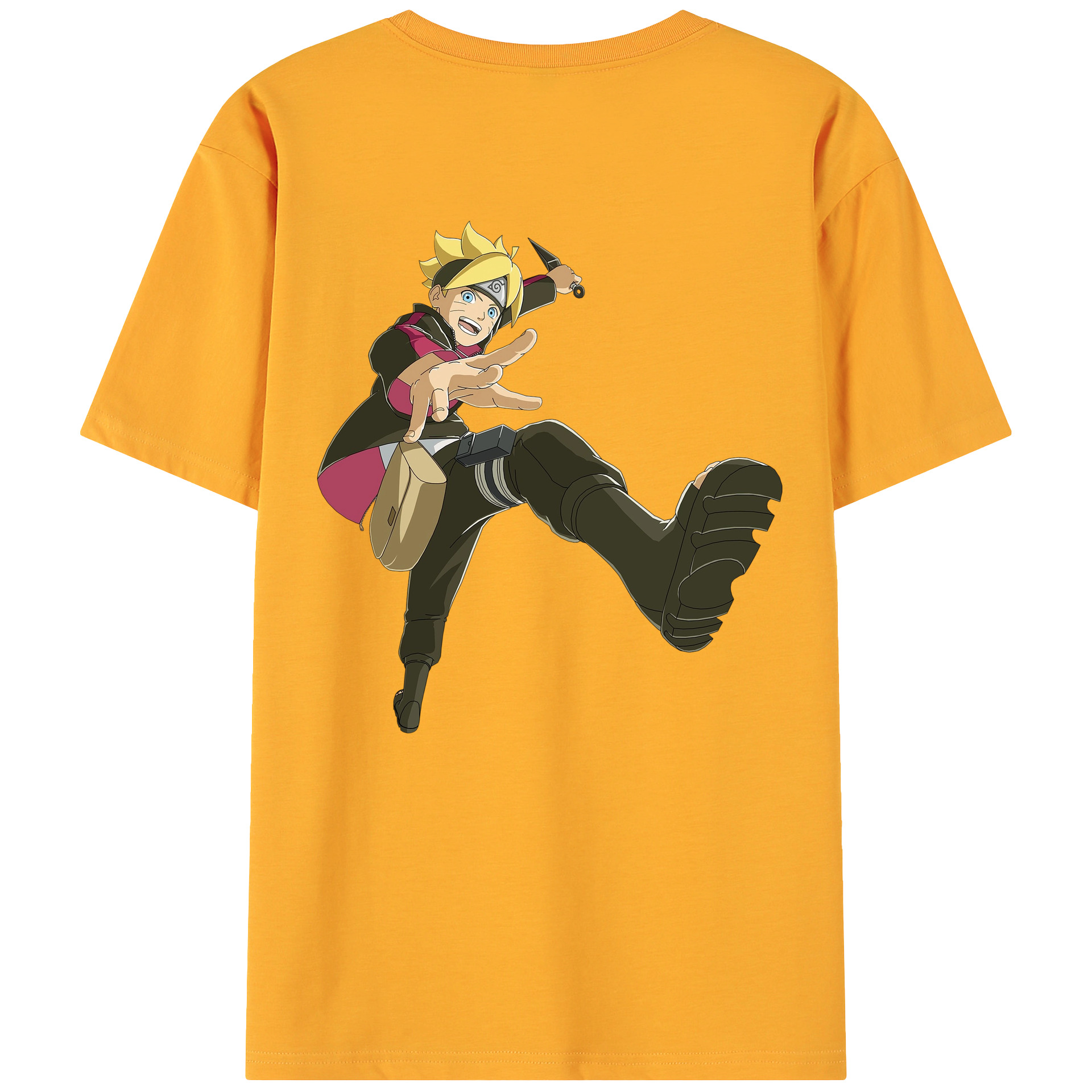 （画像用） NARUTO -ナルト- うずまき ボルト Uzumaki Boruto 綿100％ メンズ半袖Tシャツ（バックプリント） 通気性