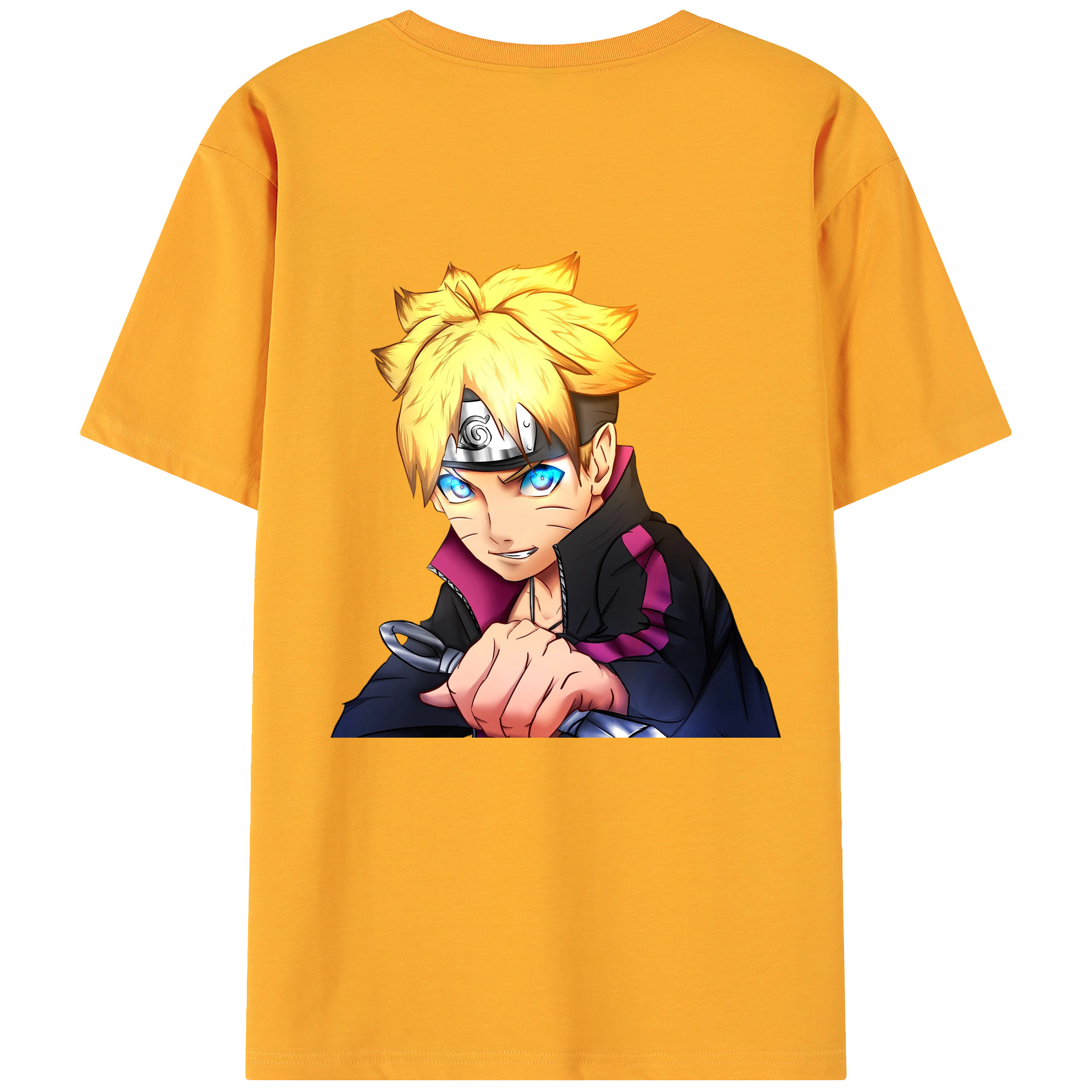 （画像用） NARUTO -ナルト- うずまき ボルト Uzumaki Boruto 綿100％ メンズ半袖Tシャツ（バックプリント） 通気性