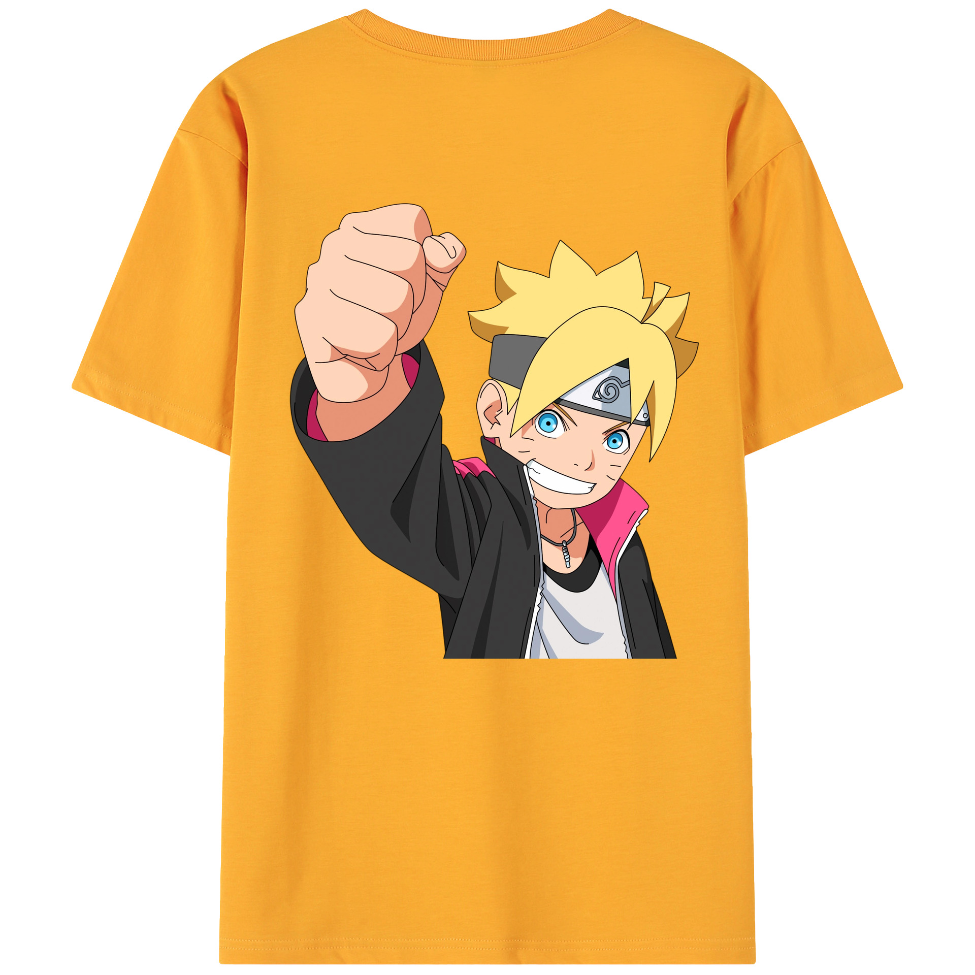 （画像用） NARUTO -ナルト- うずまき ボルト Uzumaki Boruto 綿100％ メンズ半袖Tシャツ（バックプリント） 通気性
