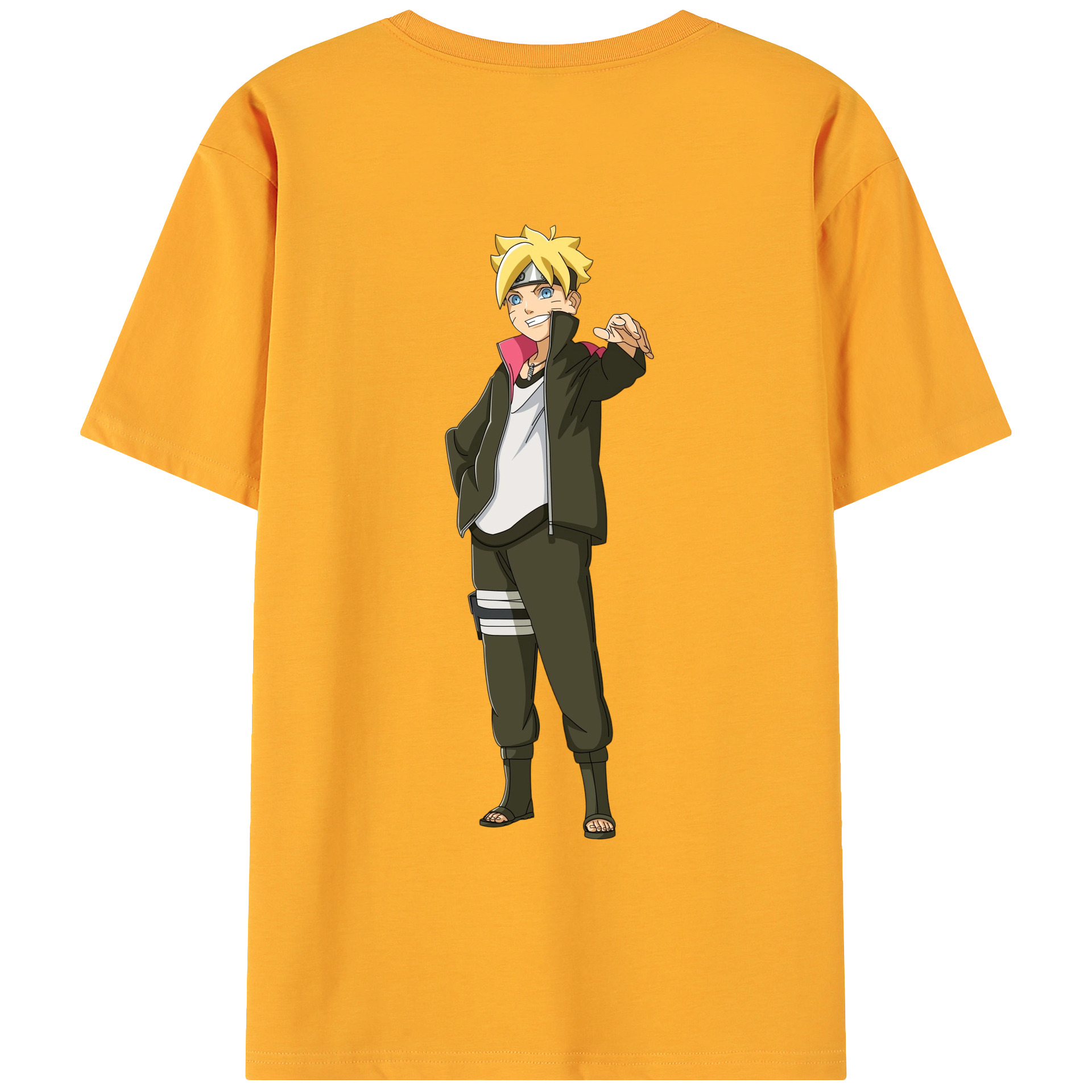 （画像用） NARUTO -ナルト- うずまき ボルト Uzumaki Boruto 綿100％ メンズ半袖Tシャツ（バックプリント） 通気性