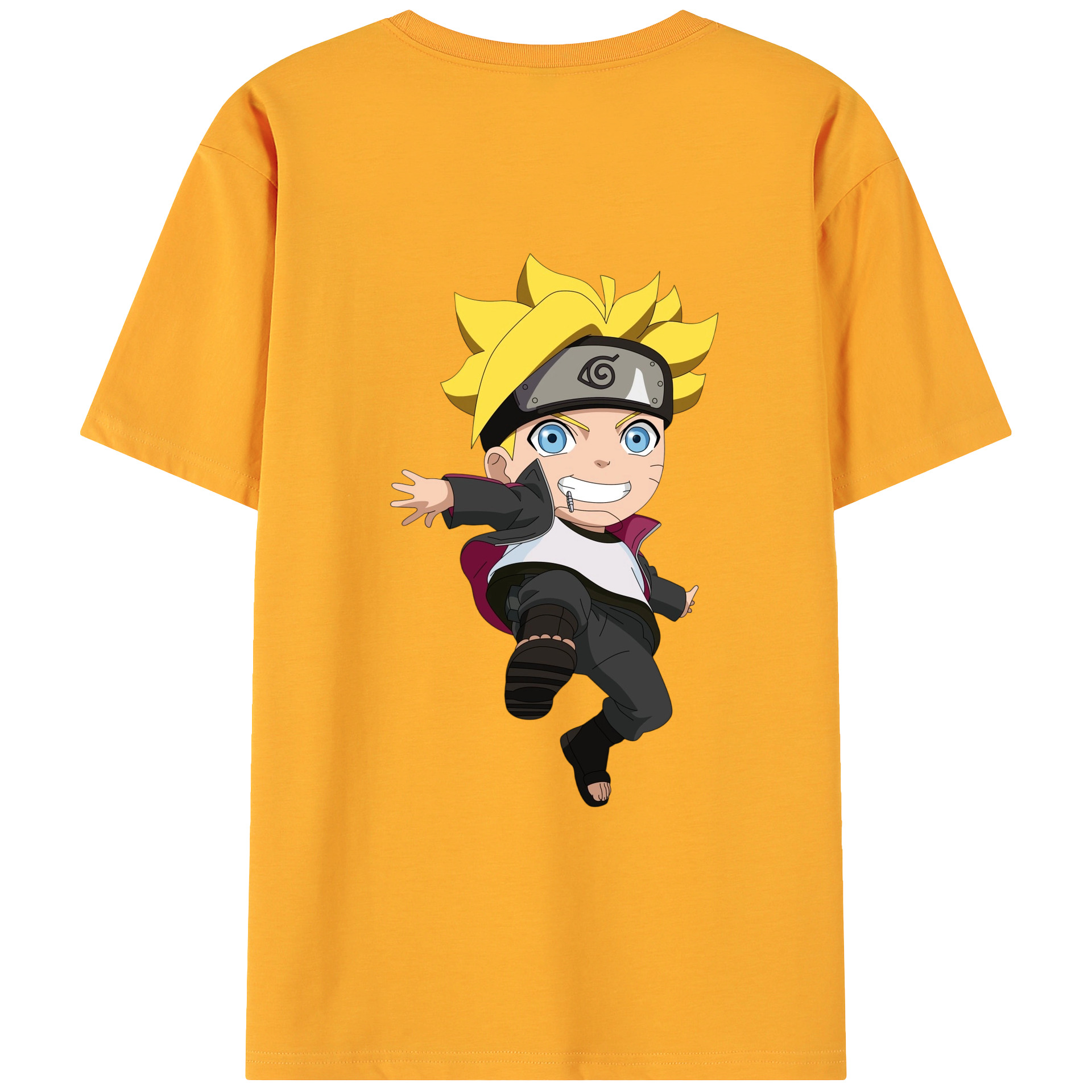 （画像用） NARUTO -ナルト- うずまき ボルト Uzumaki Boruto 綿100％ メンズ半袖Tシャツ（バックプリント） 通気性
