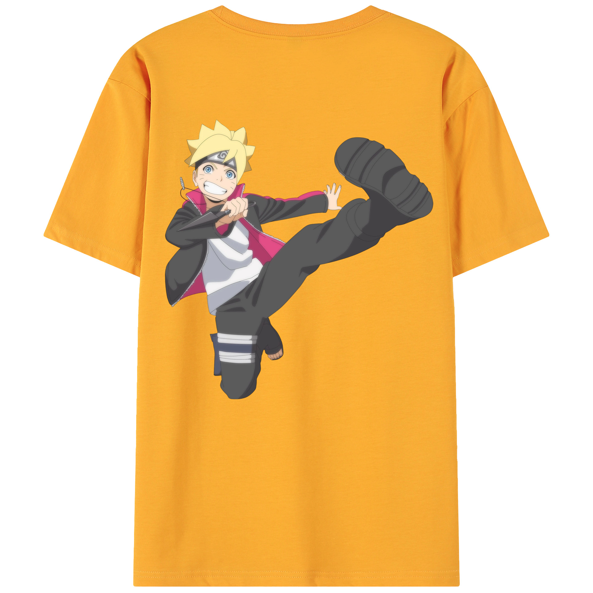 （画像用） NARUTO -ナルト- うずまき ボルト Uzumaki Boruto 綿100％ メンズ半袖Tシャツ（バックプリント） 通気性