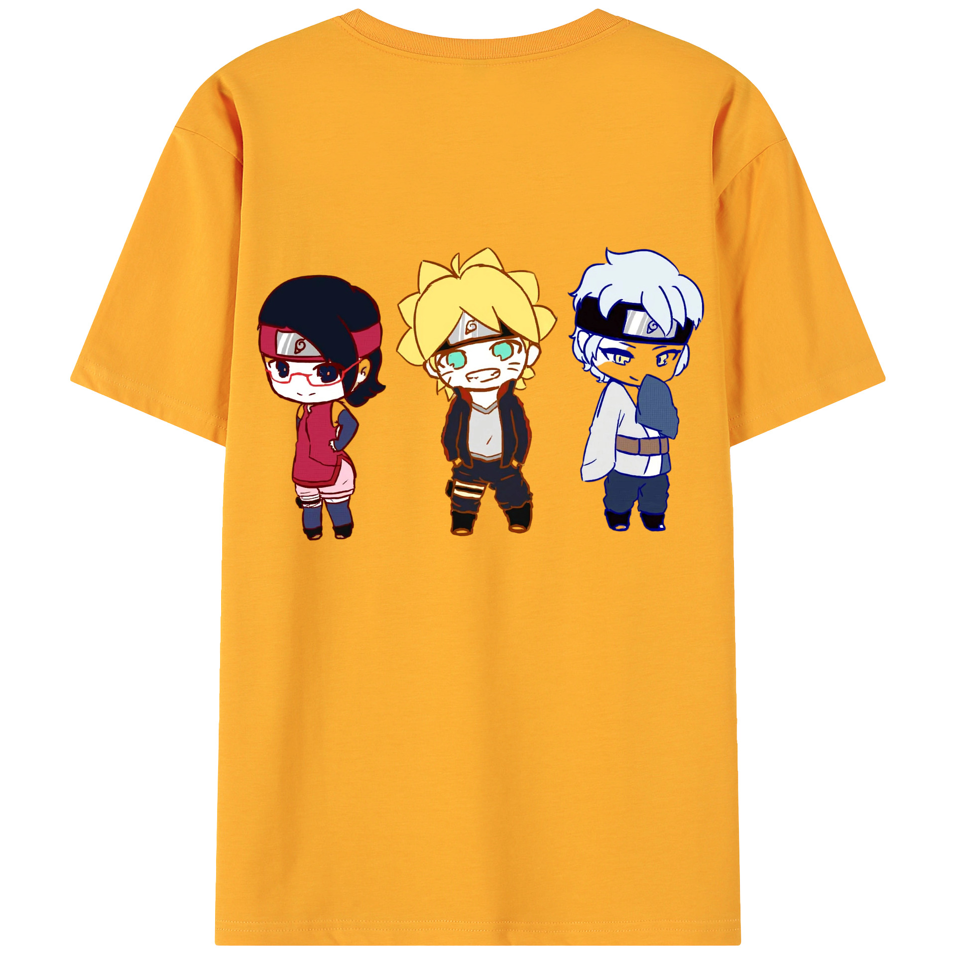 （画像用） NARUTO -ナルト- うずまき ボルト Uzumaki Boruto 綿100％ メンズ半袖Tシャツ（バックプリント） 通気性