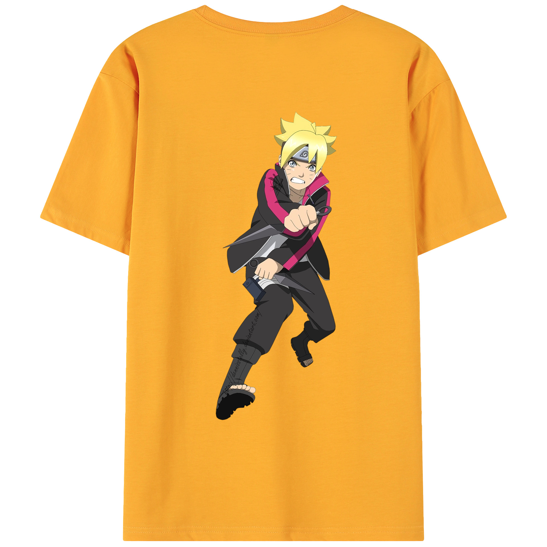 （画像用） NARUTO -ナルト- うずまき ボルト Uzumaki Boruto 綿100％ メンズ半袖Tシャツ（バックプリント） 通気性
