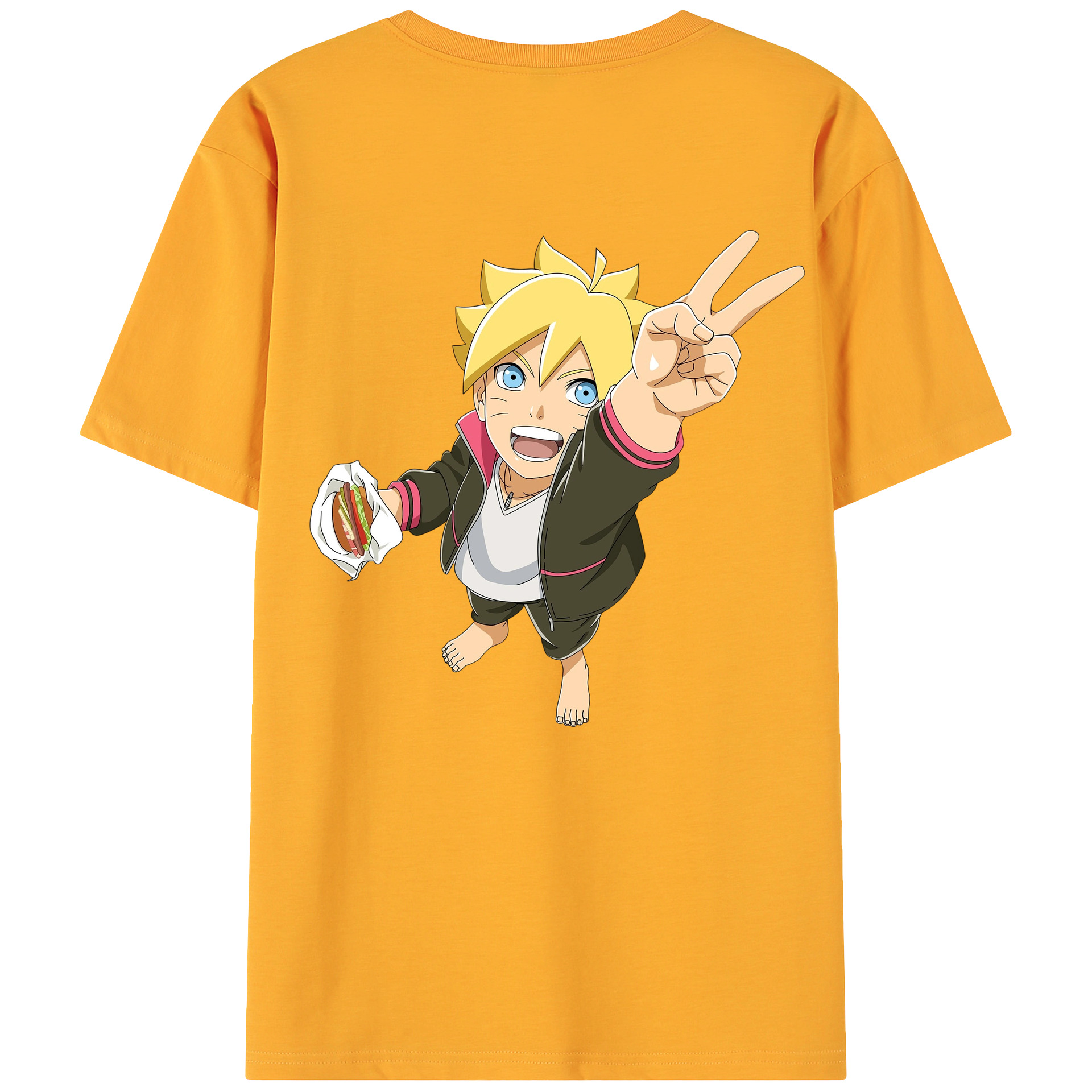 （画像用） NARUTO -ナルト- うずまき ボルト Uzumaki Boruto 綿100％ メンズ半袖Tシャツ（バックプリント） 通気性