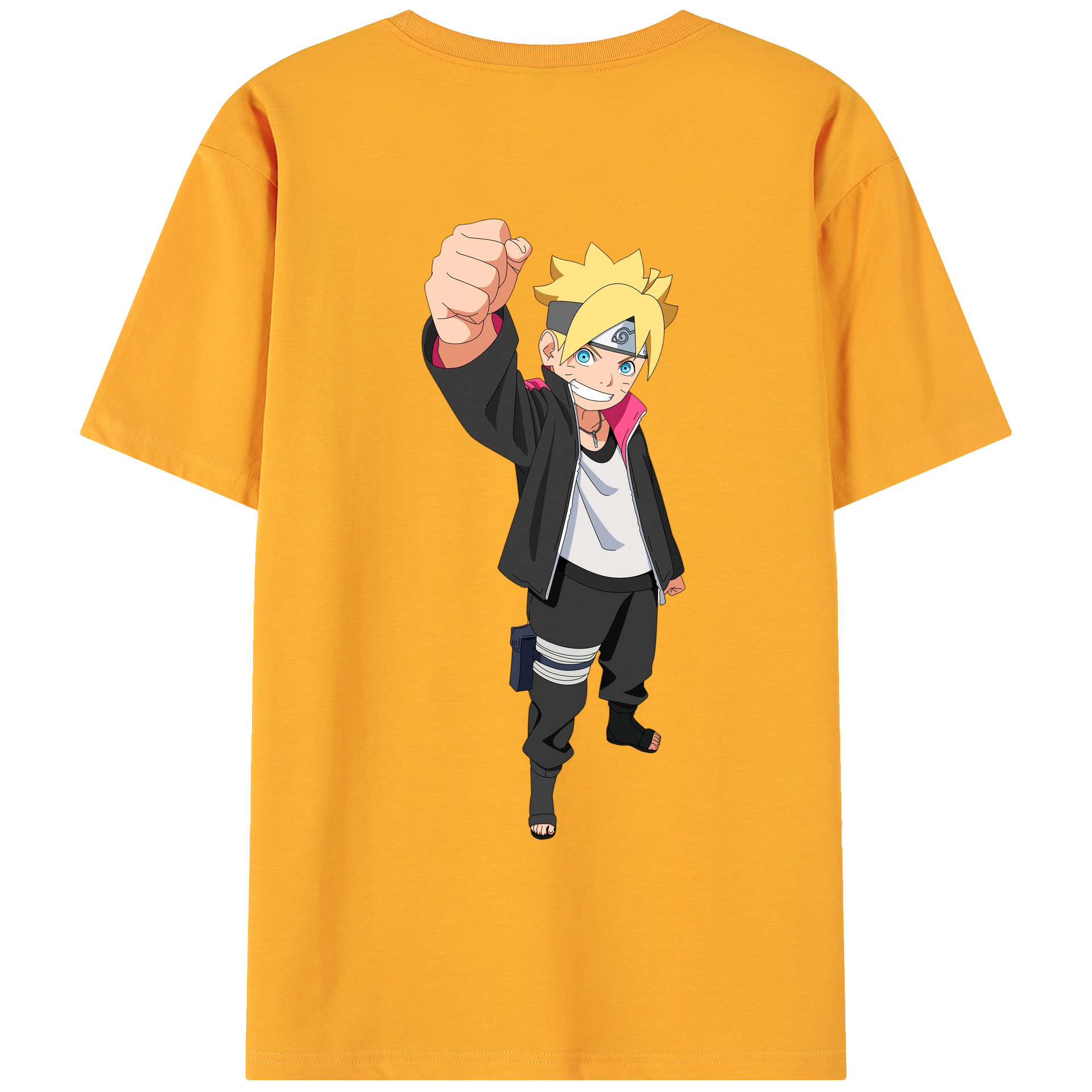 （画像用） NARUTO -ナルト- うずまき ボルト Uzumaki Boruto 綿100％ メンズ半袖Tシャツ（バックプリント） 通気性