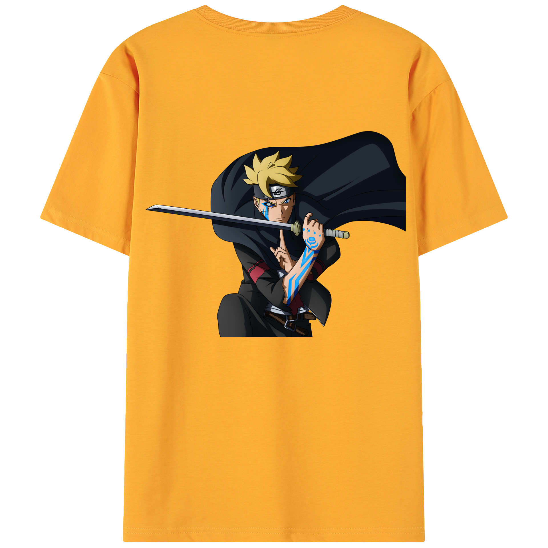 （画像用） NARUTO -ナルト- うずまき ボルト Uzumaki Boruto 綿100％ メンズ半袖Tシャツ（バックプリント） 通気性